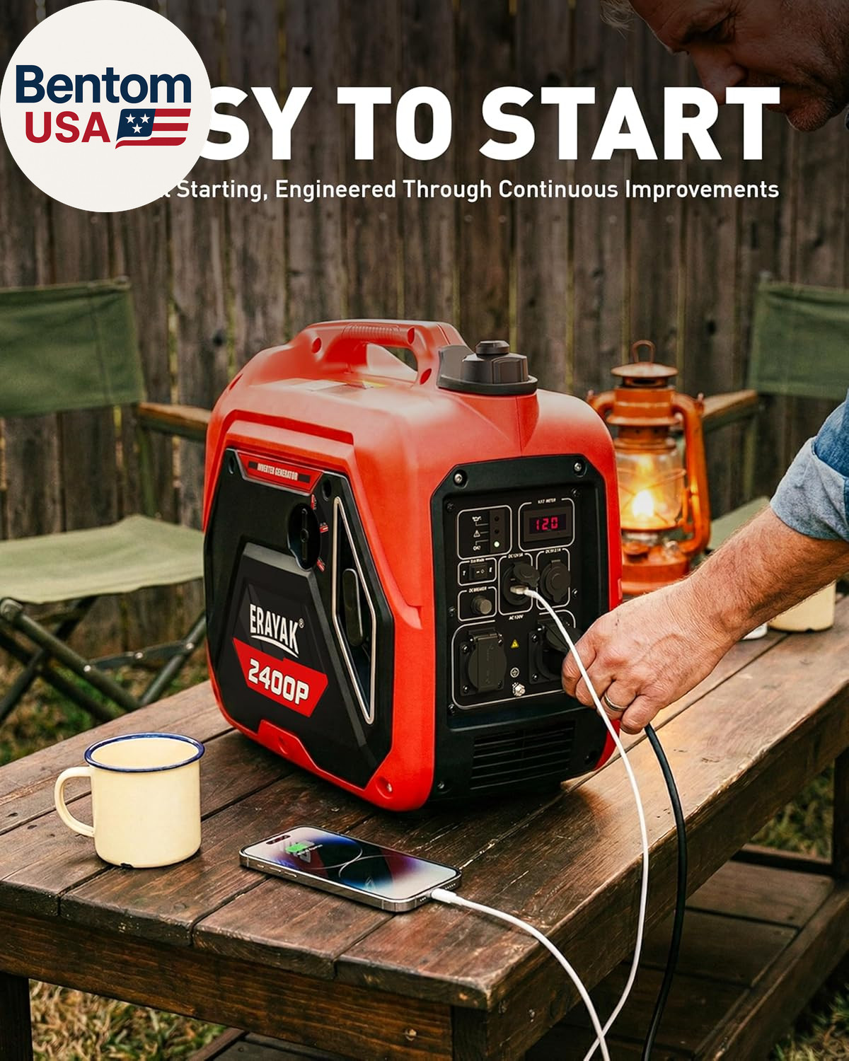 2400W Portable Inverter Generator for Home Use, Super Quiet Small Generator for