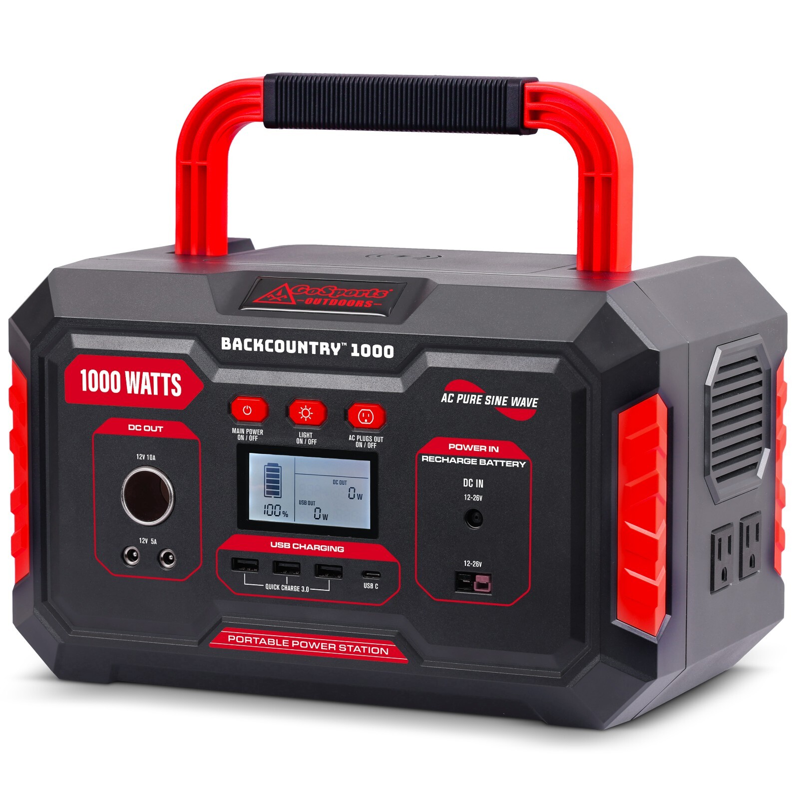 GoSports Outdoors Backcountry 1000W Portable Power Station – 110V/1000W