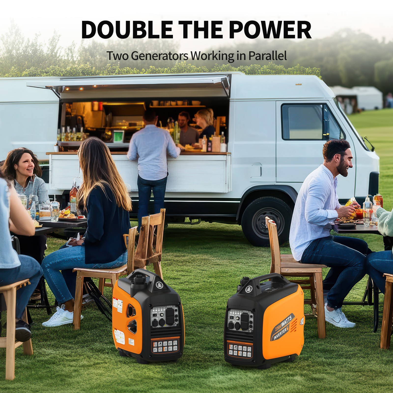 Efurden Portable Inverter Generator 2500W Ultra-Quiet 10H Runtime Gas Generator