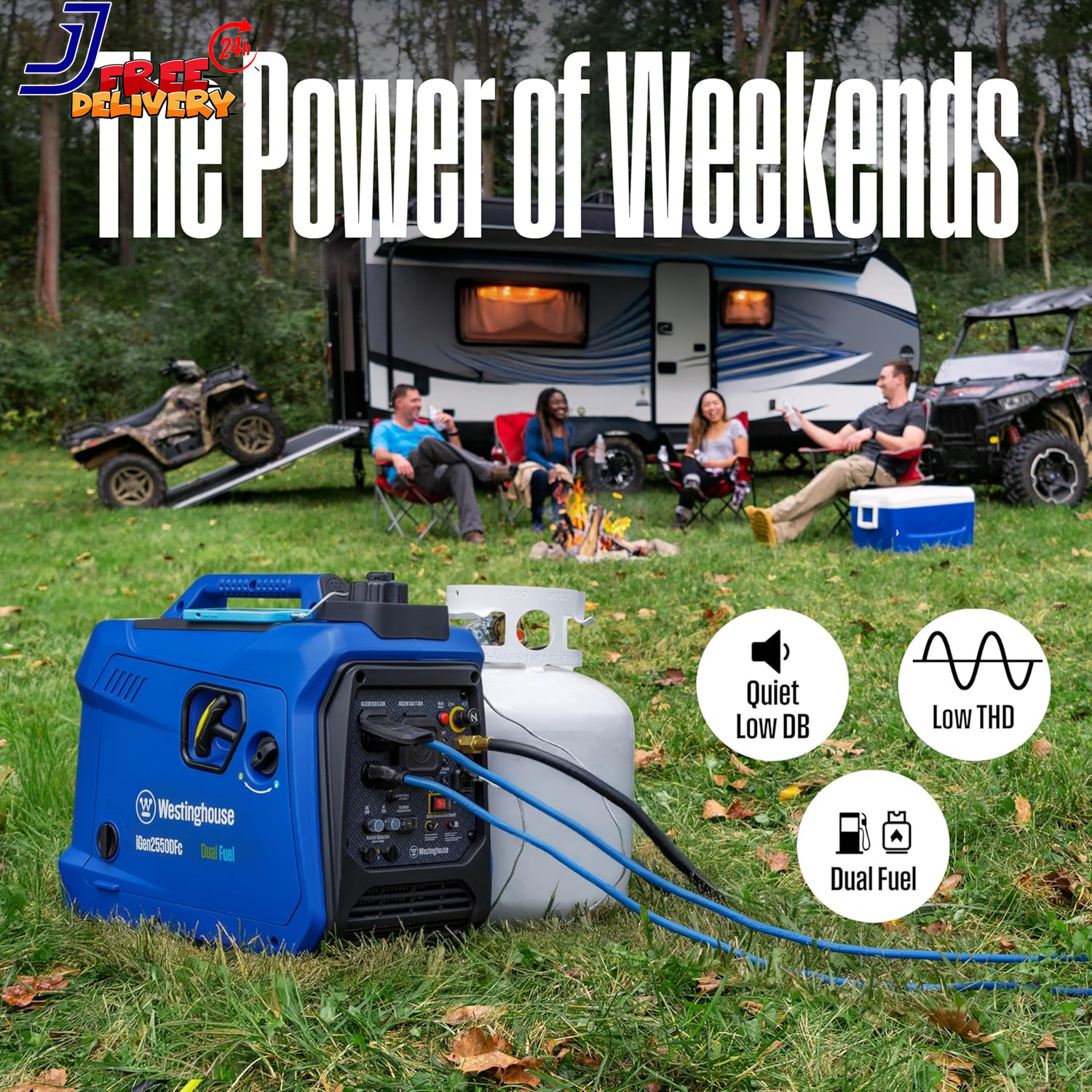 2550 Peak Watt Super Quiet & Lightweight Portable Inverter Generator CO Sensor