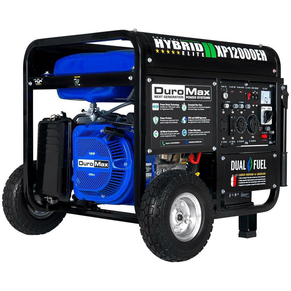 DuroMax 12,000-W Portable Hybrid Dual Fuel Gas Powered Electric Start Generator