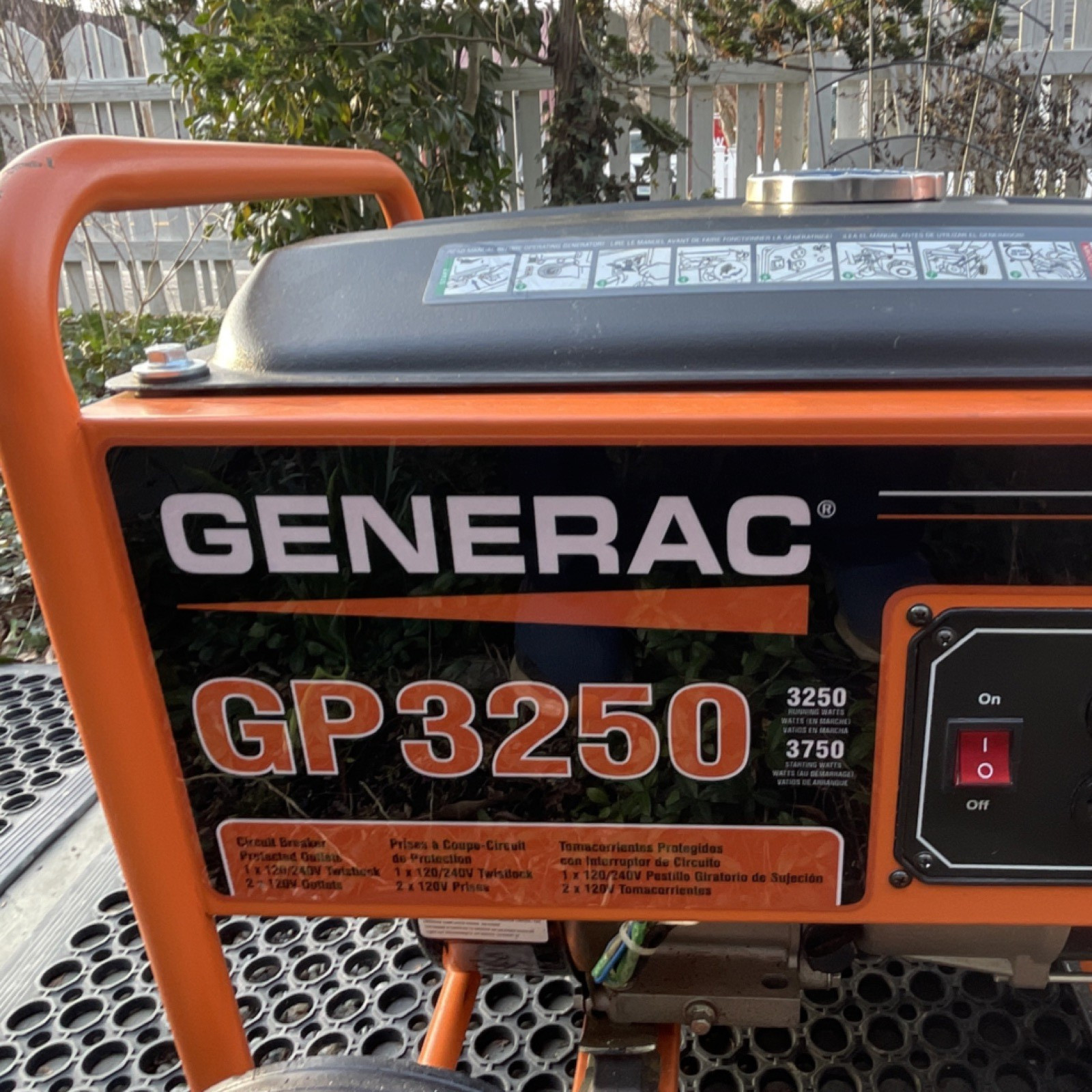 Generac GP3250 Portable Power Generator 3250W 3750W LOW PRICE USED TWICE