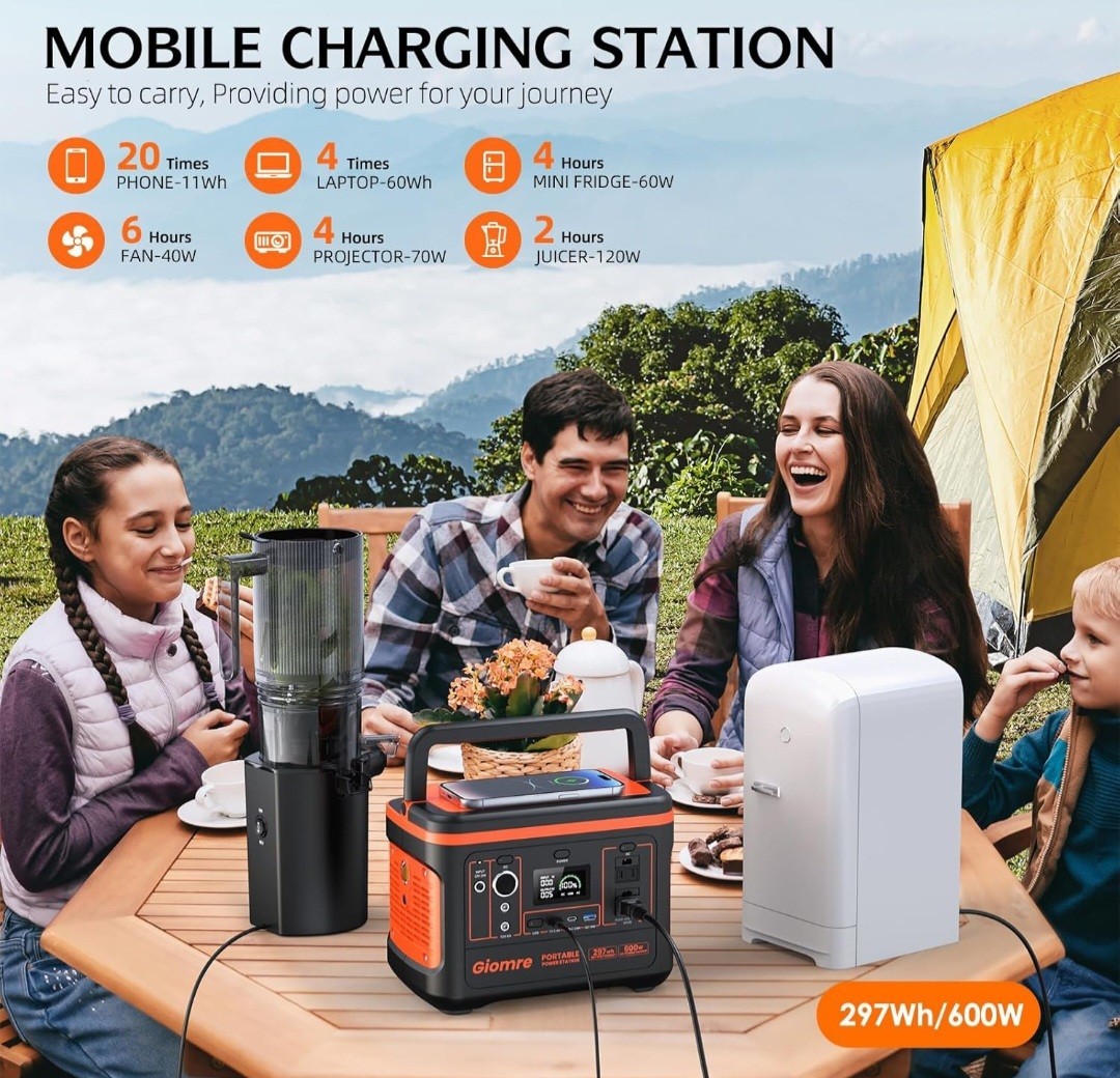 297Wh Portable Power Station 600W Pure Sine Wave Backup Battery Generator NEW