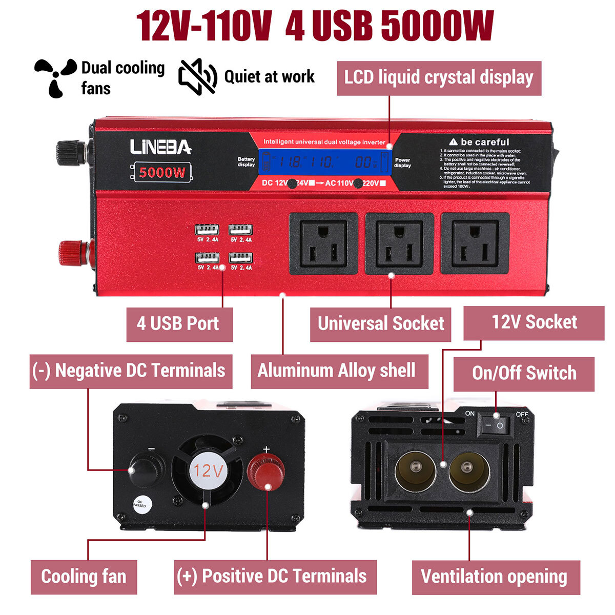 5000W Inverter Solar Panel Kit Solar Power Generator 30A Home 110V Grid System