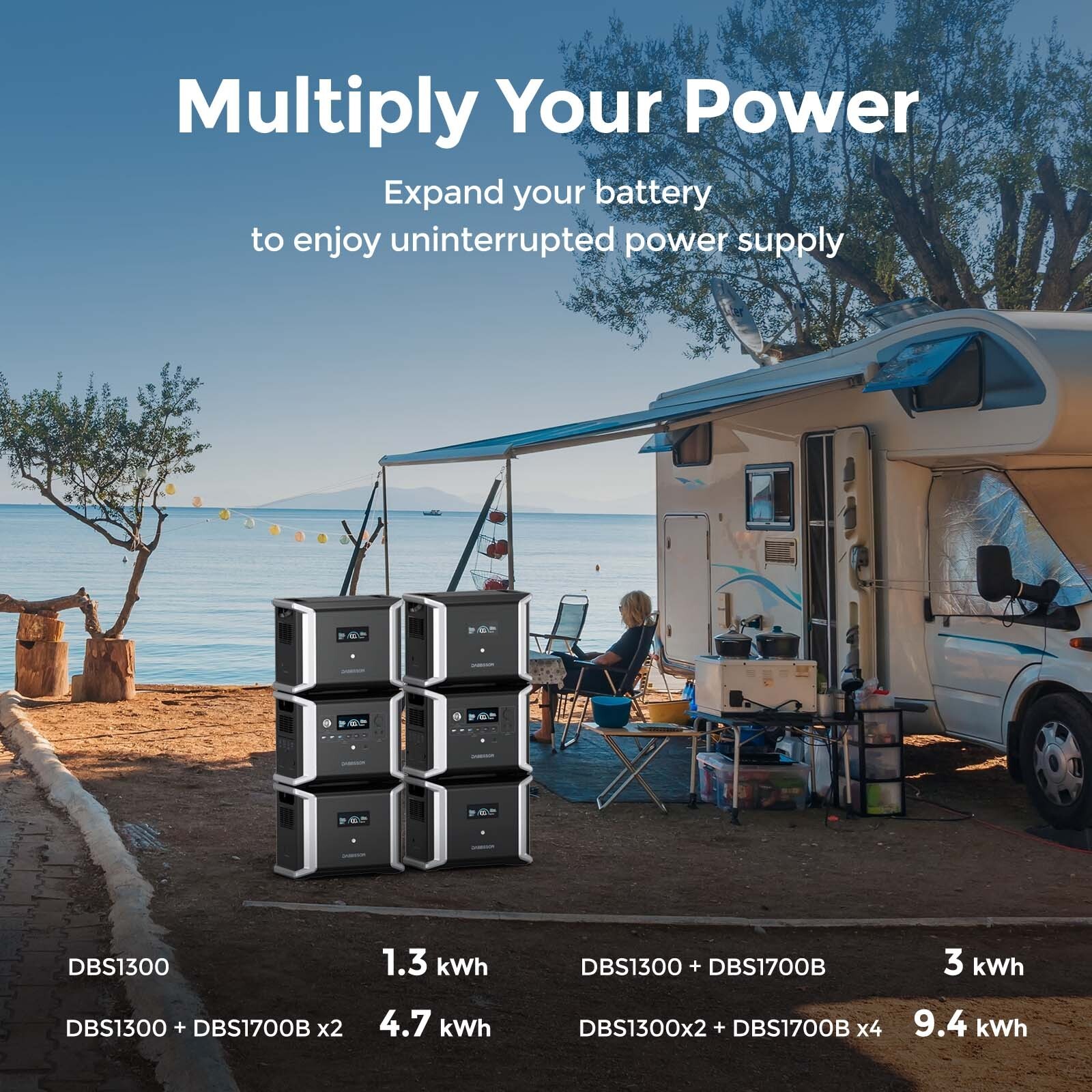 Dabbsson 3030Wh Portable Power Station Solar Generator with Extra Battery New