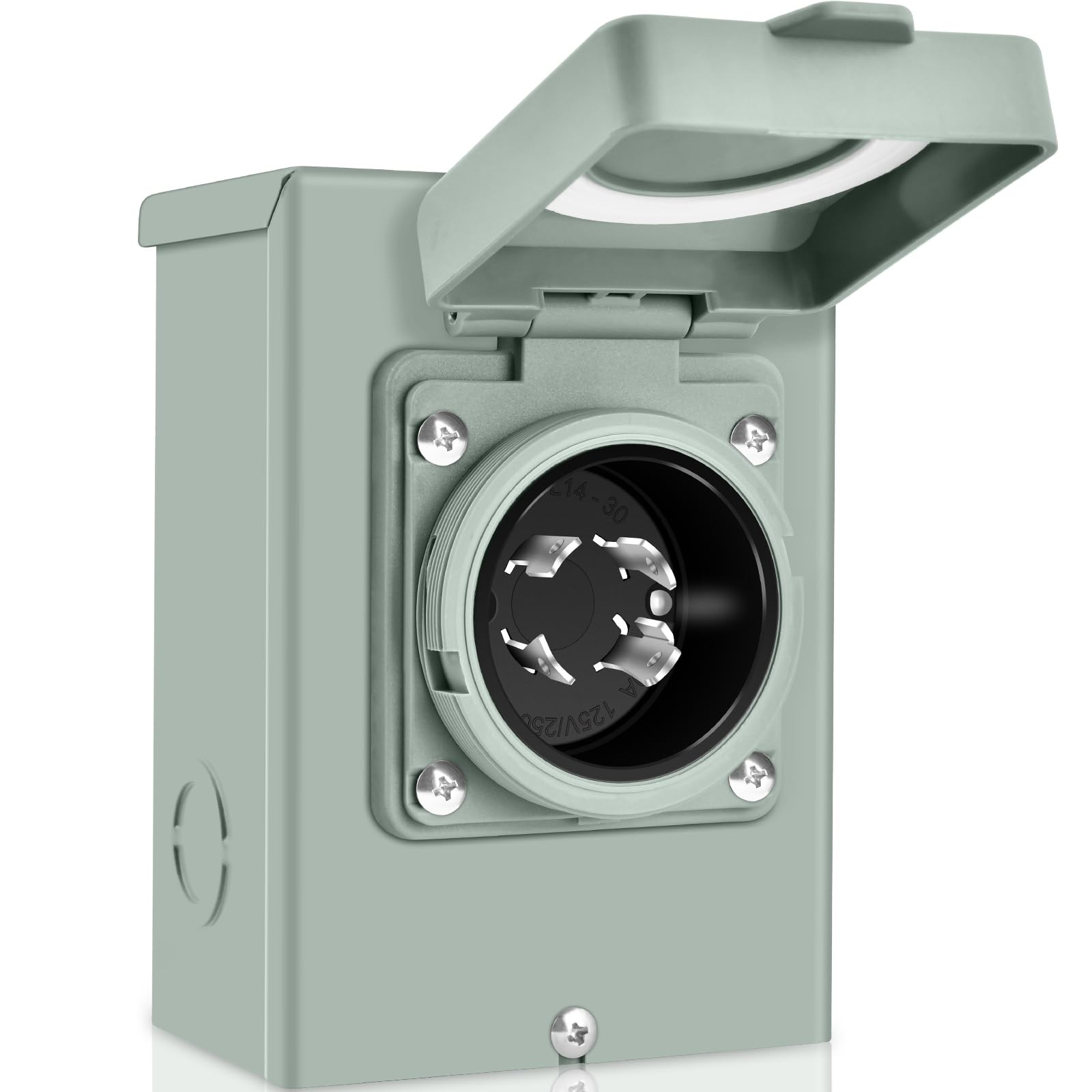 PAULINN 30A Generator Power Inlet Box NEMA 3R 30 Amp L14-30P, Grey