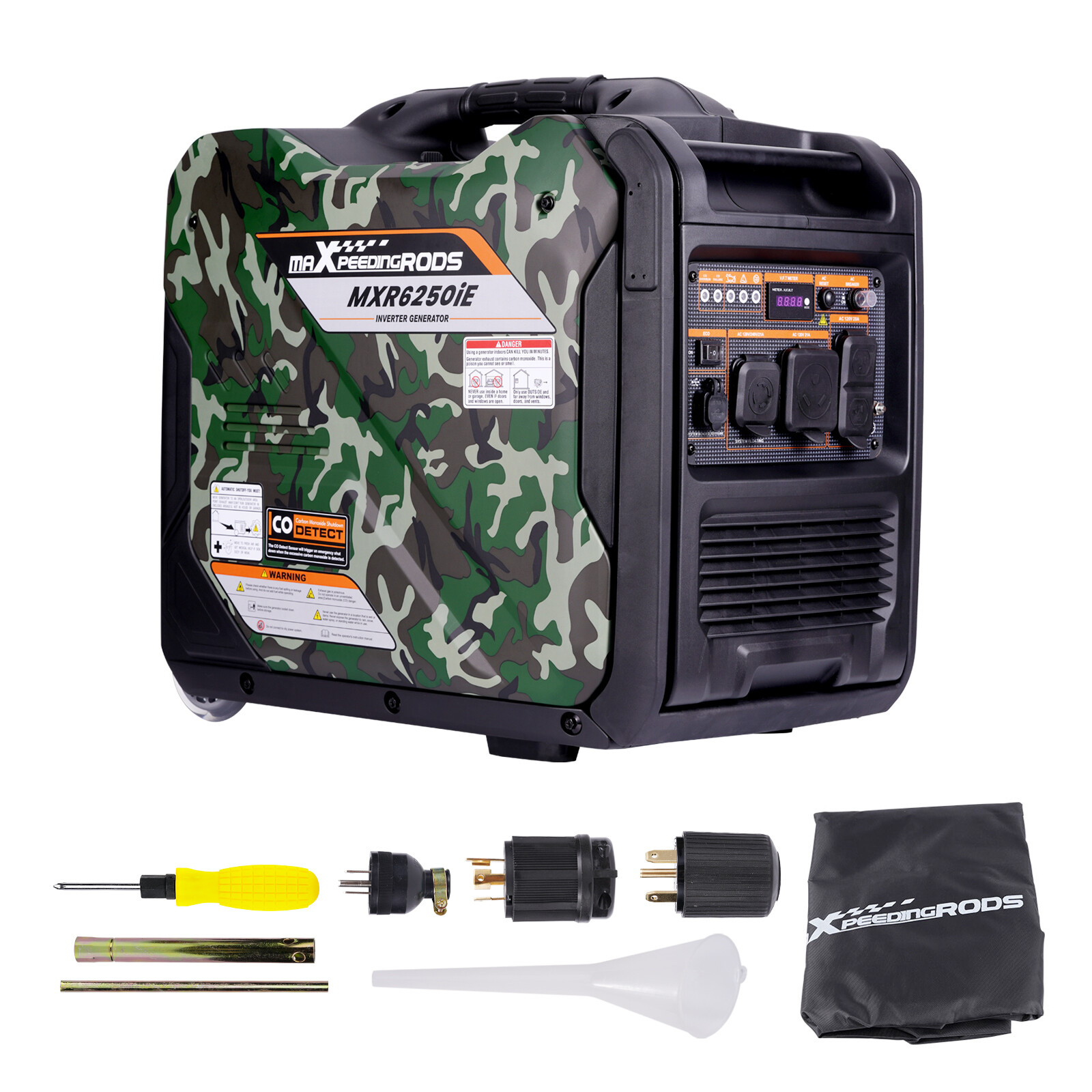 Gasoline Generator Electric Start Quiet Running AC DC USB Outlets Power Supply