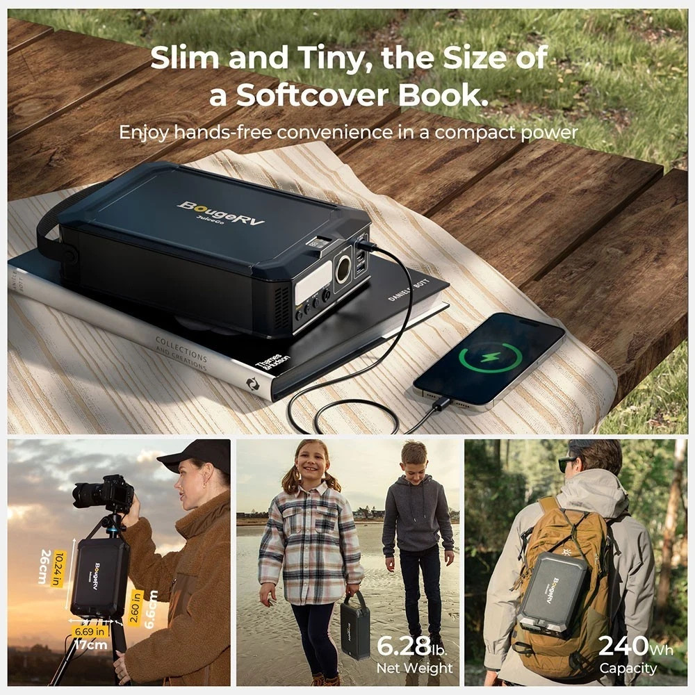 NEW BougeRV 240Wh Portable Solar Power Station with AC outlet JuiceGo SEALED