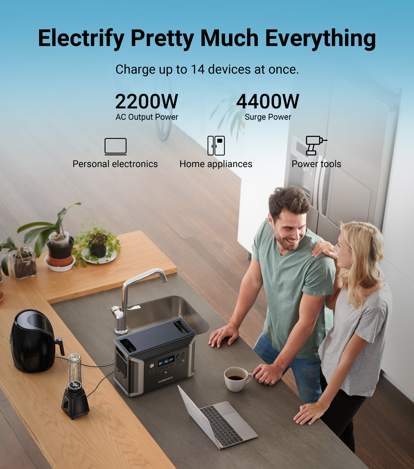 5300Wh 2200W Power Station w/ Expandable Battery + 2pcs Folding Solar Panel 210W