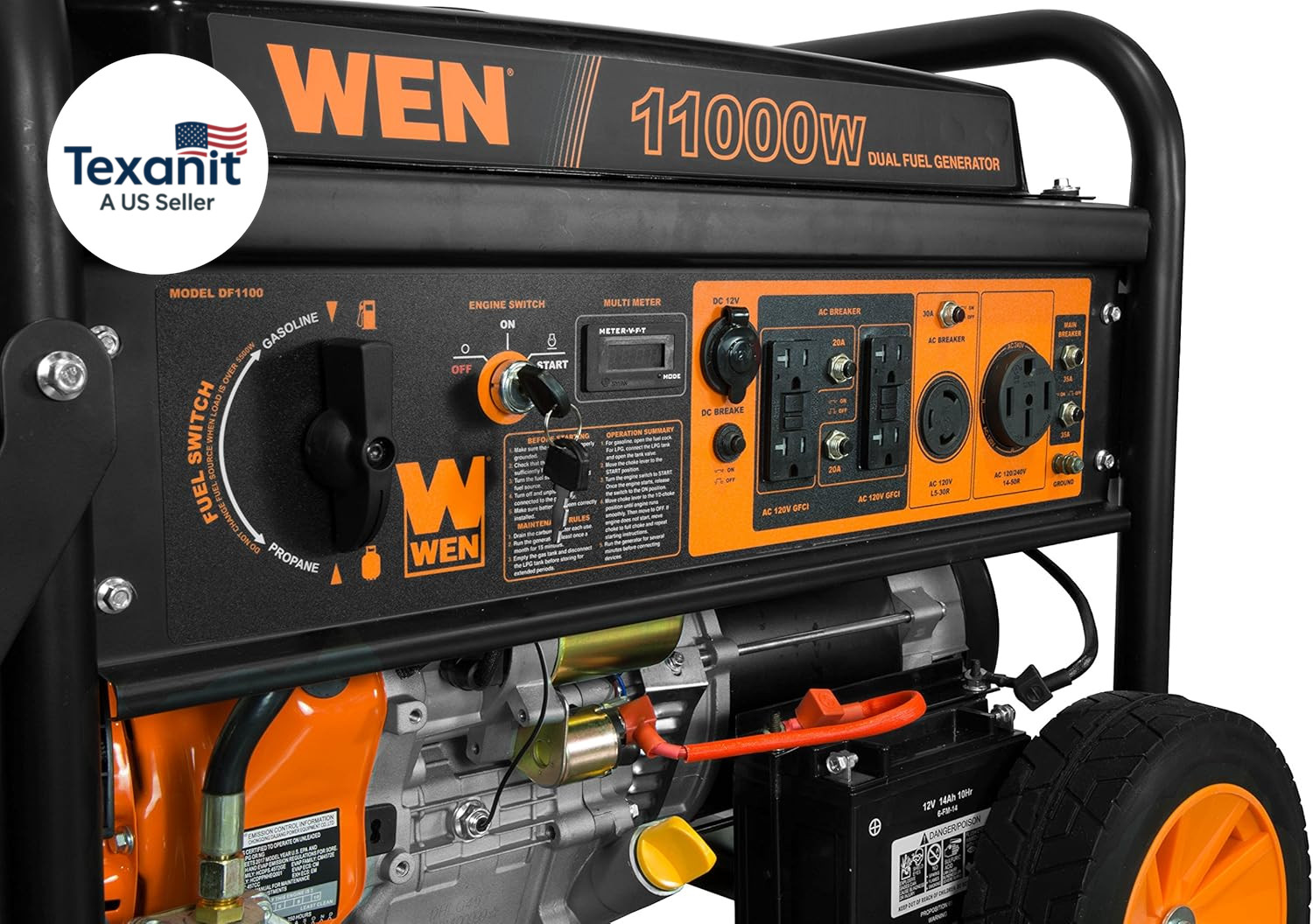 11,000-Watt 120V/240V Dual Fuel Portable Generator with Wheel Kit and Electric S