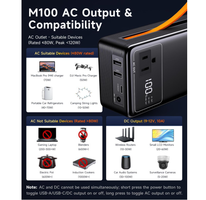 Generador mini portátil 99.9Wh AC Type-C 60W power bank emergencia hogar