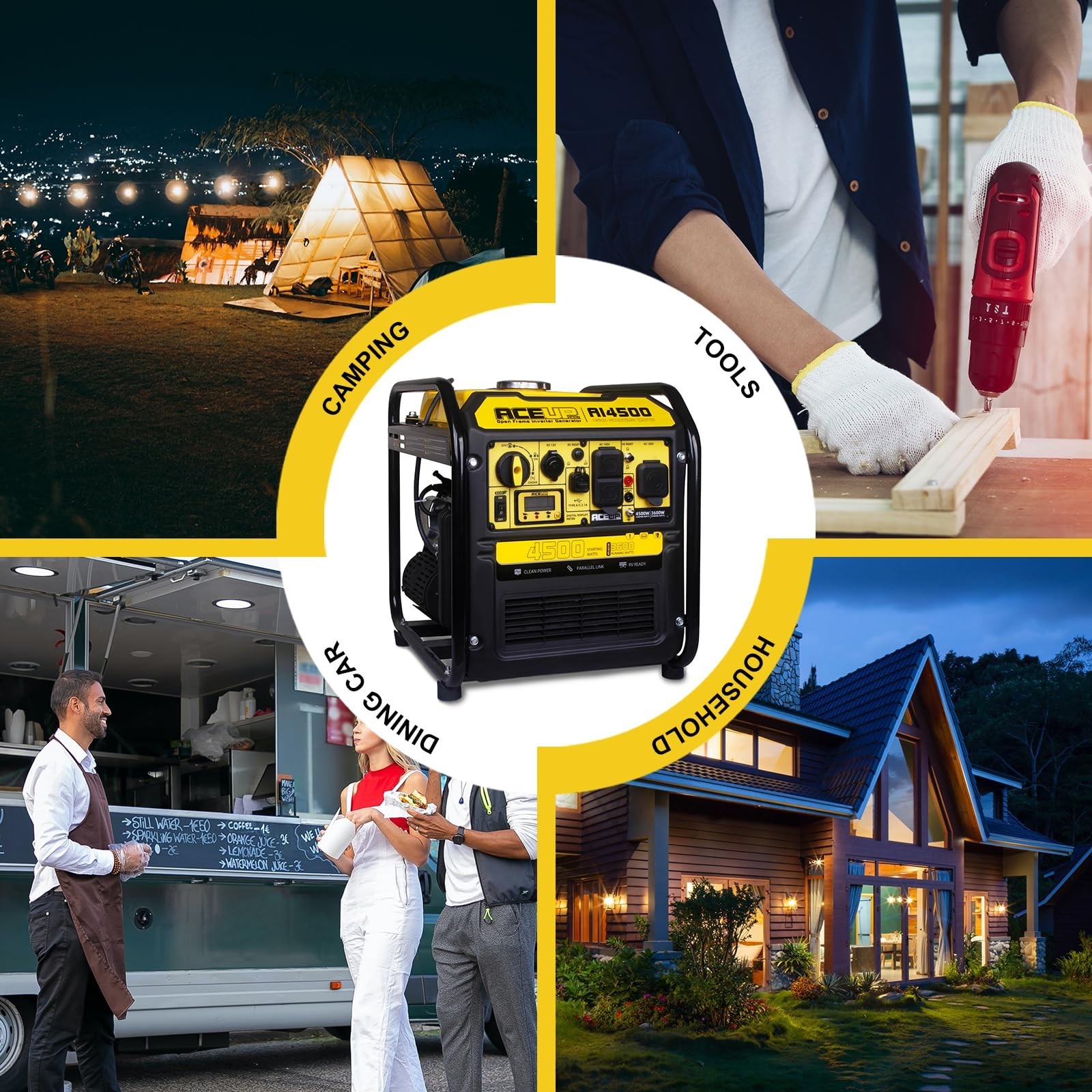 [US Fast Ship] 4500W Inverter Generator 223CC RV Ready EPA Gasoline 3600W Backup