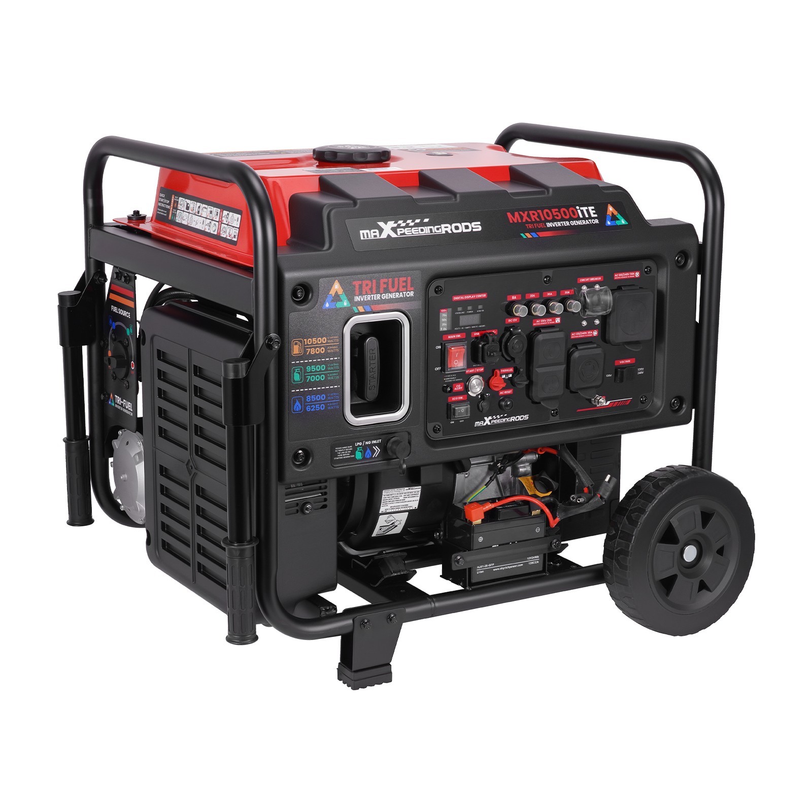 10500 Watt TriFuel Inverter Generator Electric Start Home Backup LP GAS Propane