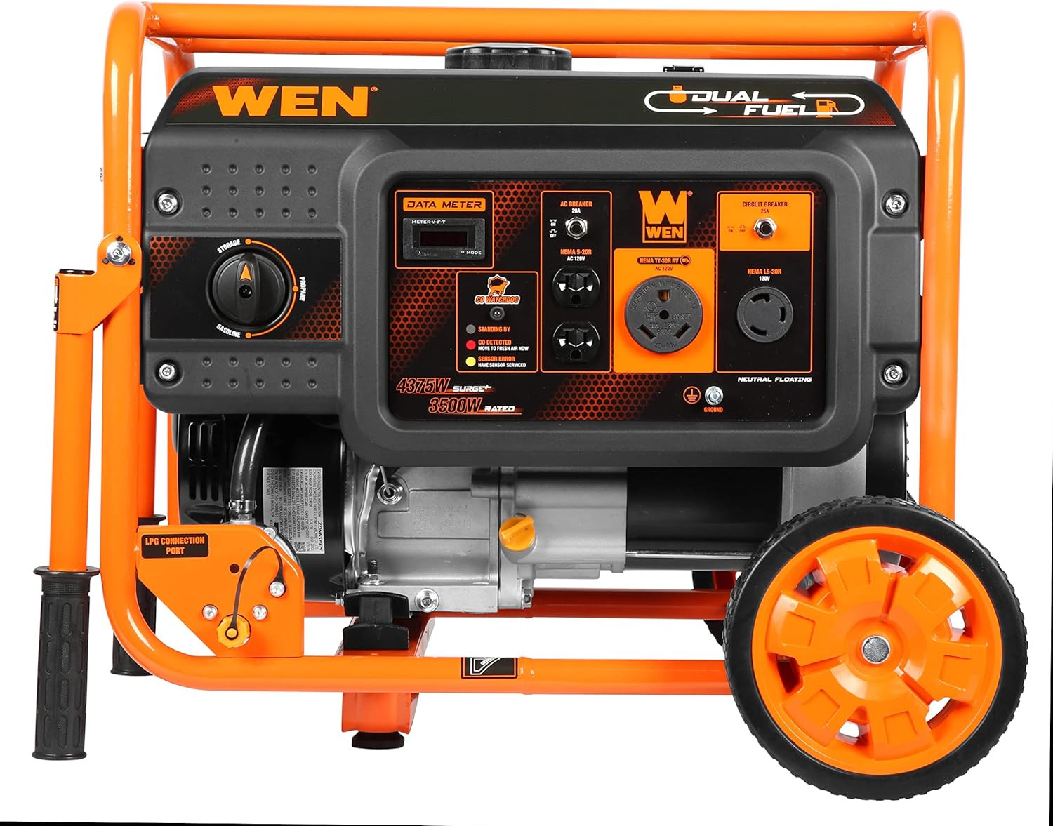 WEN DF430X 4375-Watt Dual Fuel Portable Generator with Wheel Kit and CO Shutdown