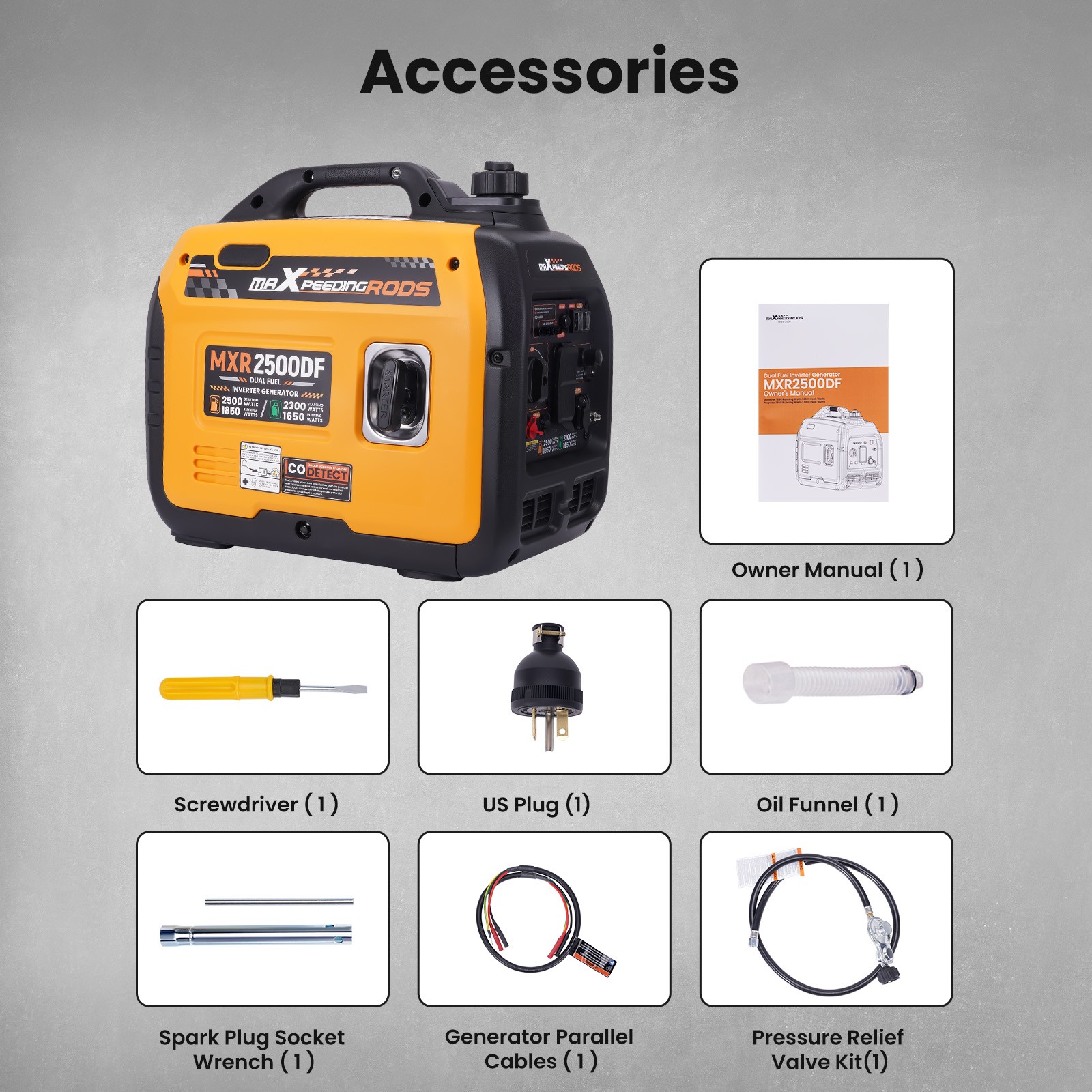 2500W Portable Dual Fuel Inverter Generator – 21kg Easy Carry for Parties