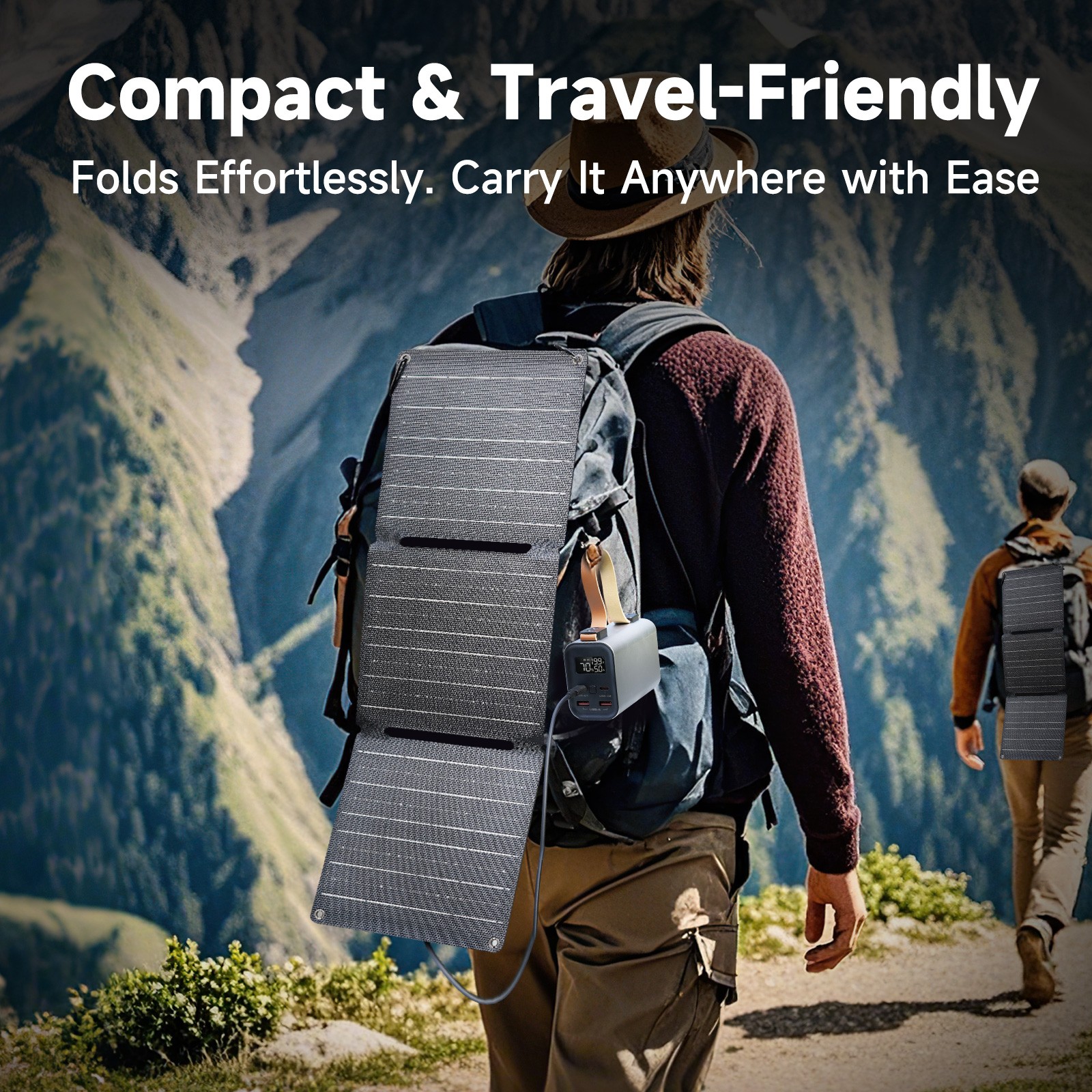 5V 21W Foldable Solar Panel Charger USB-C USB-A Outputs for Backpacking Hiking
