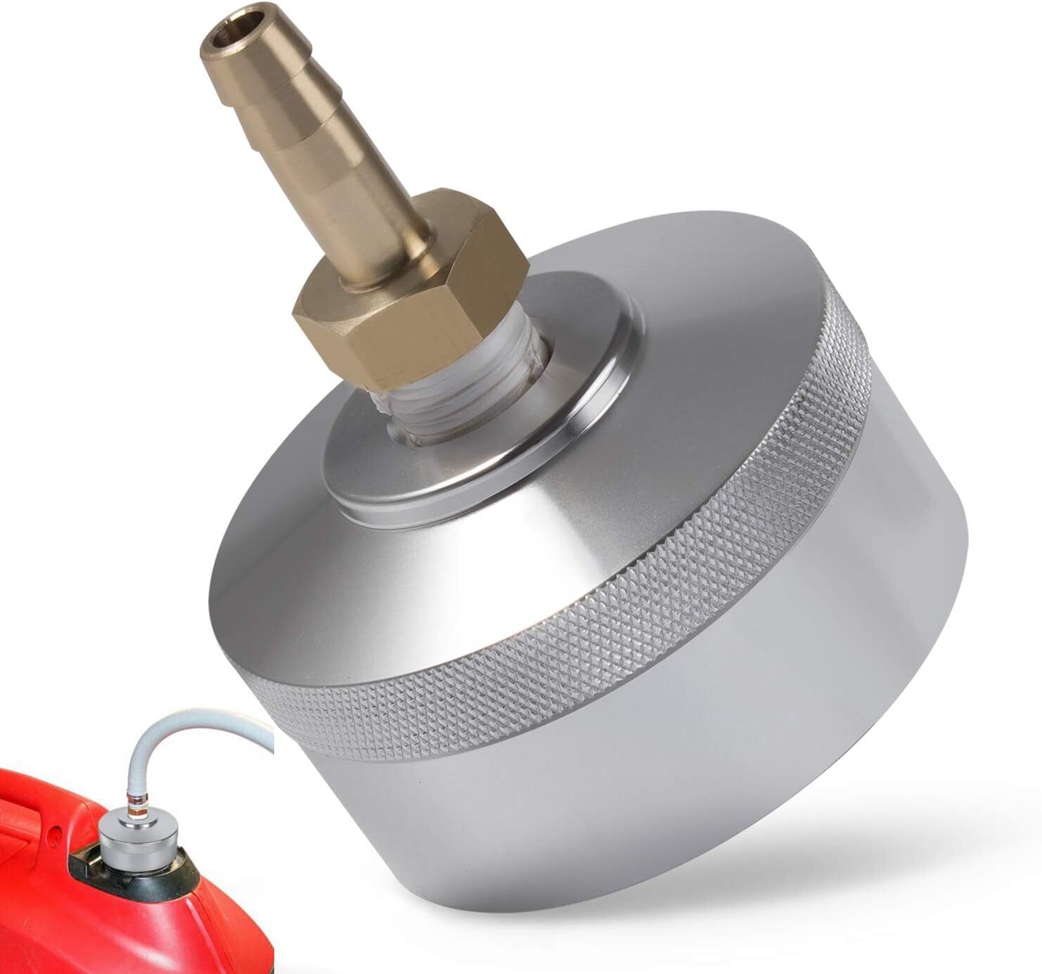 Extended Run Gas Cap Adapter w/ Brass Hose for Yamaha EF2000is EF1000is (Silver)