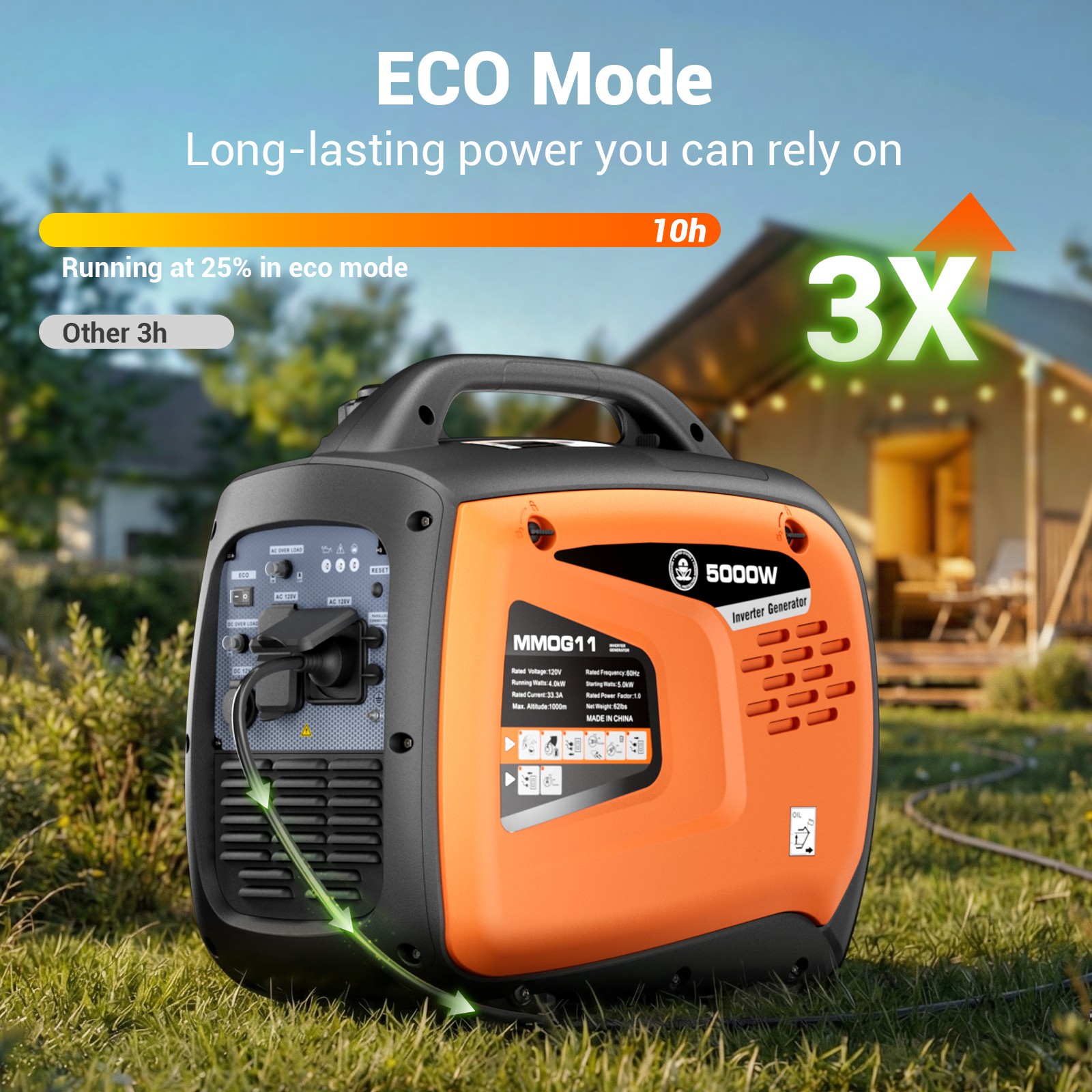 Mutaomay Gas Inverter Generator Quiet 5000W Portable Pure Sine Wave ParalleI New