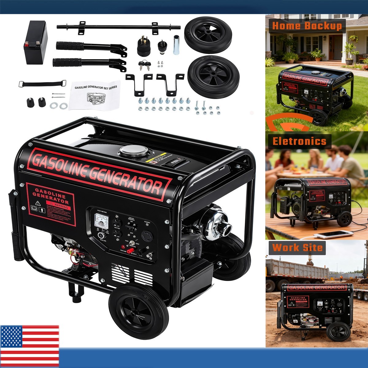 6KW Gas Inverter Generator Electric Start 110V&220V Generators Portable Quiet