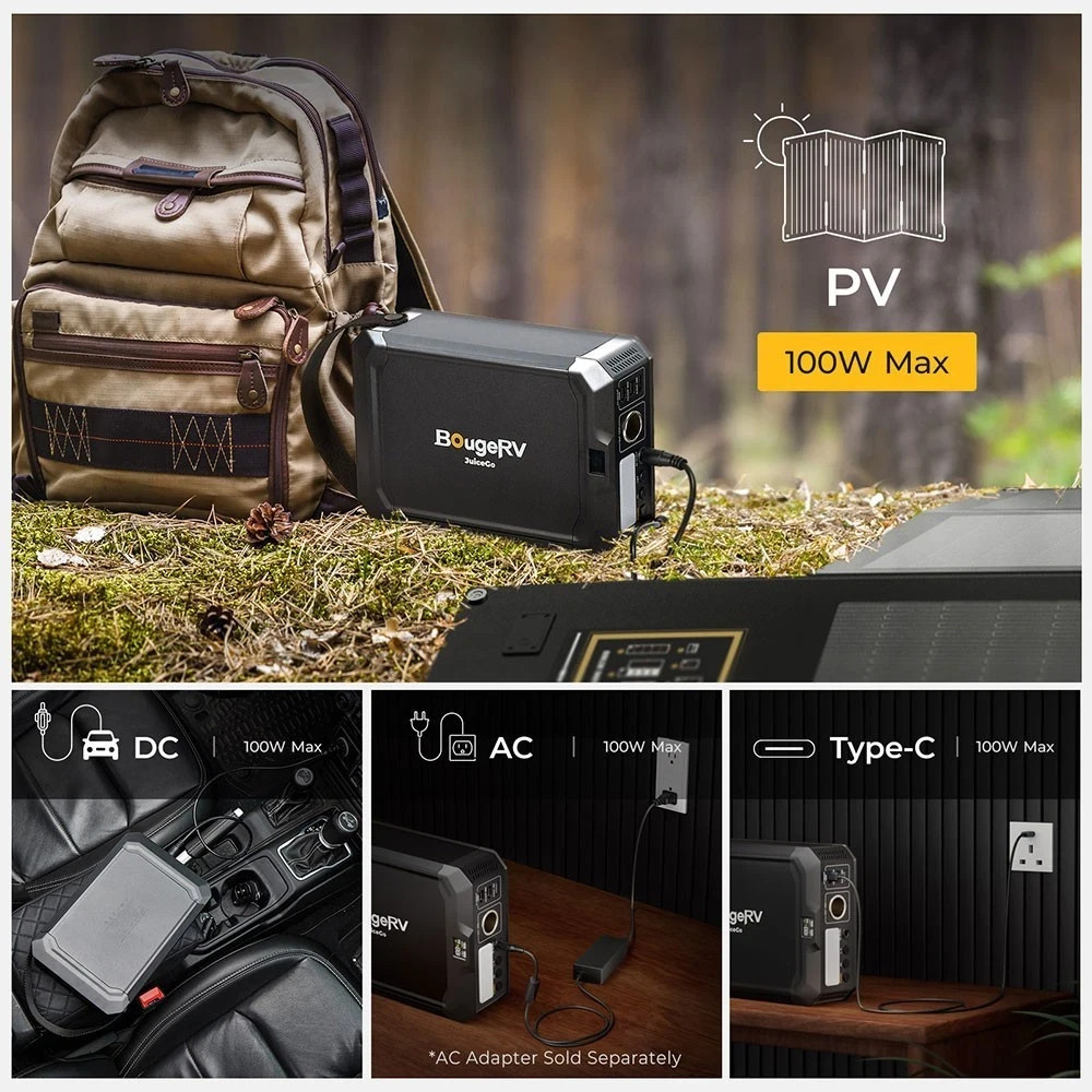 NEW BougeRV 240Wh Portable Solar Power Station with AC outlet JuiceGo SEALED