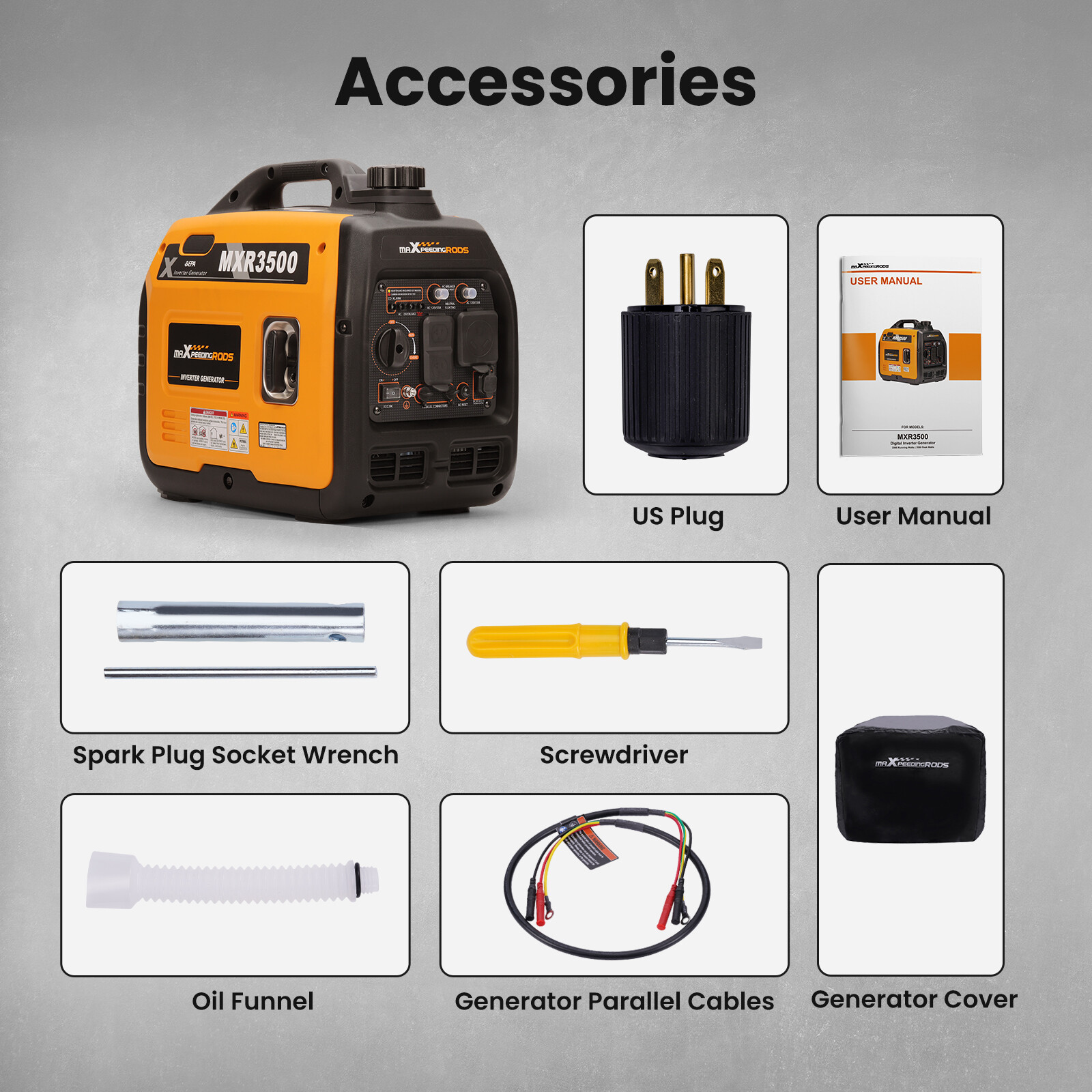 3000W Portable Gasoline Super Quiet Inverter Generator 47lb for Backup Home