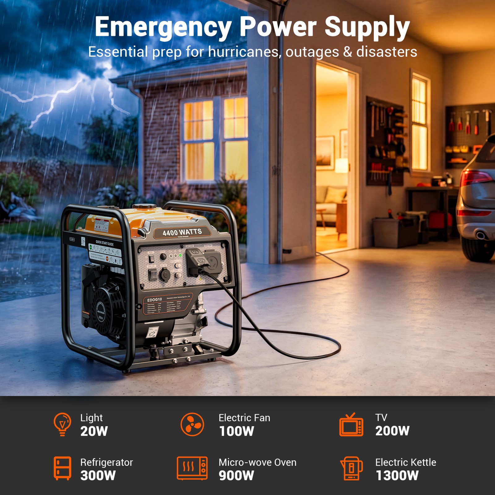 Mutaomay 4400W Inverter Generator Gas Powered Portable for Outdoor RV Camping