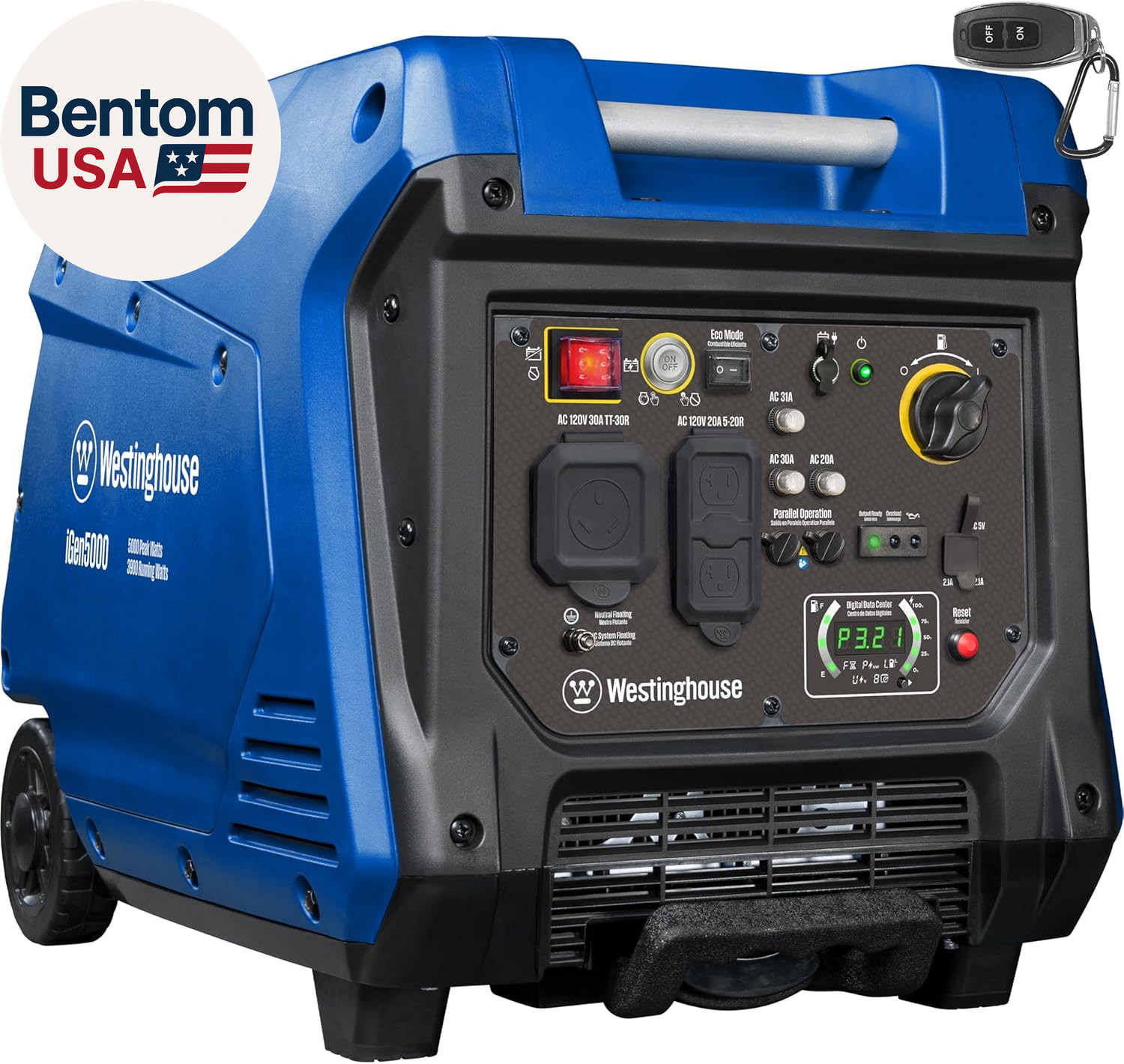 5000 Peak Watt Super Quiet Portable Inverter Generator, Remote Electric Start wi