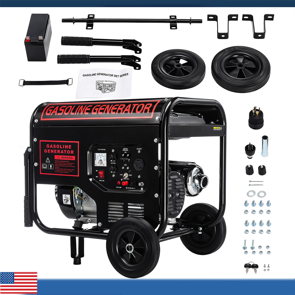 3000W Portable Inverter Generator 15L Gas Powered Quiet for Camping & Home Use