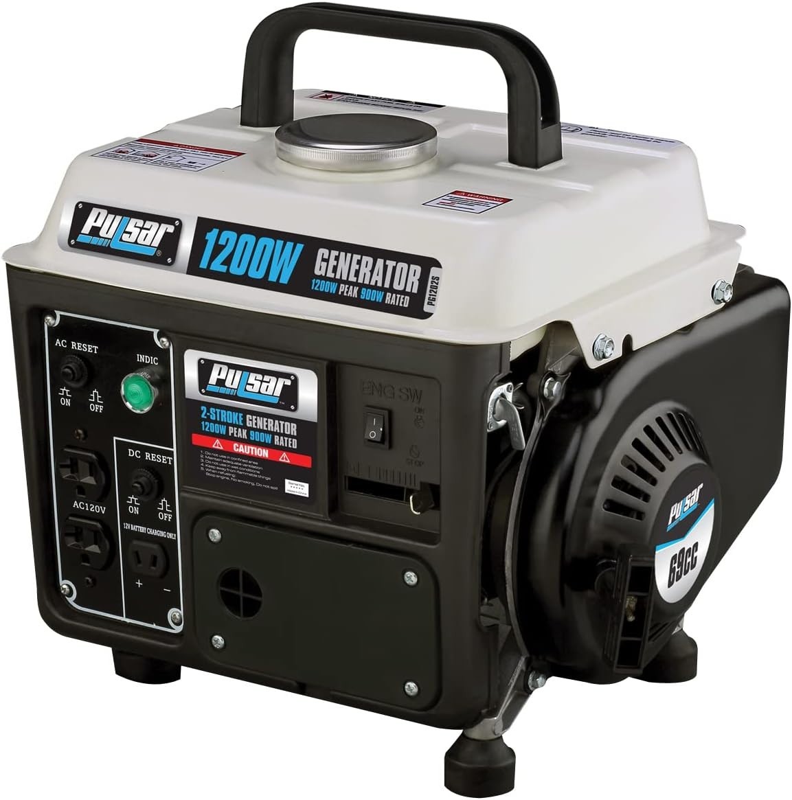 Portable 1,200 Peak Watts Generator with 5-Hour Runtime – Black/White Elegance