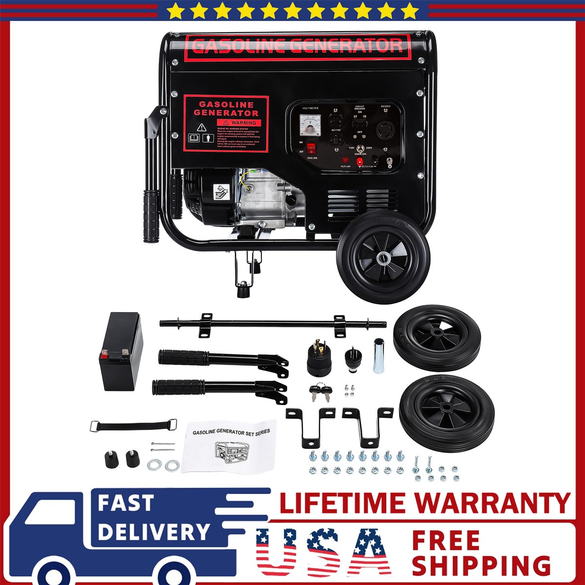 Home Backup Generator Mobile Portable 110V/220V Gasoline Generator