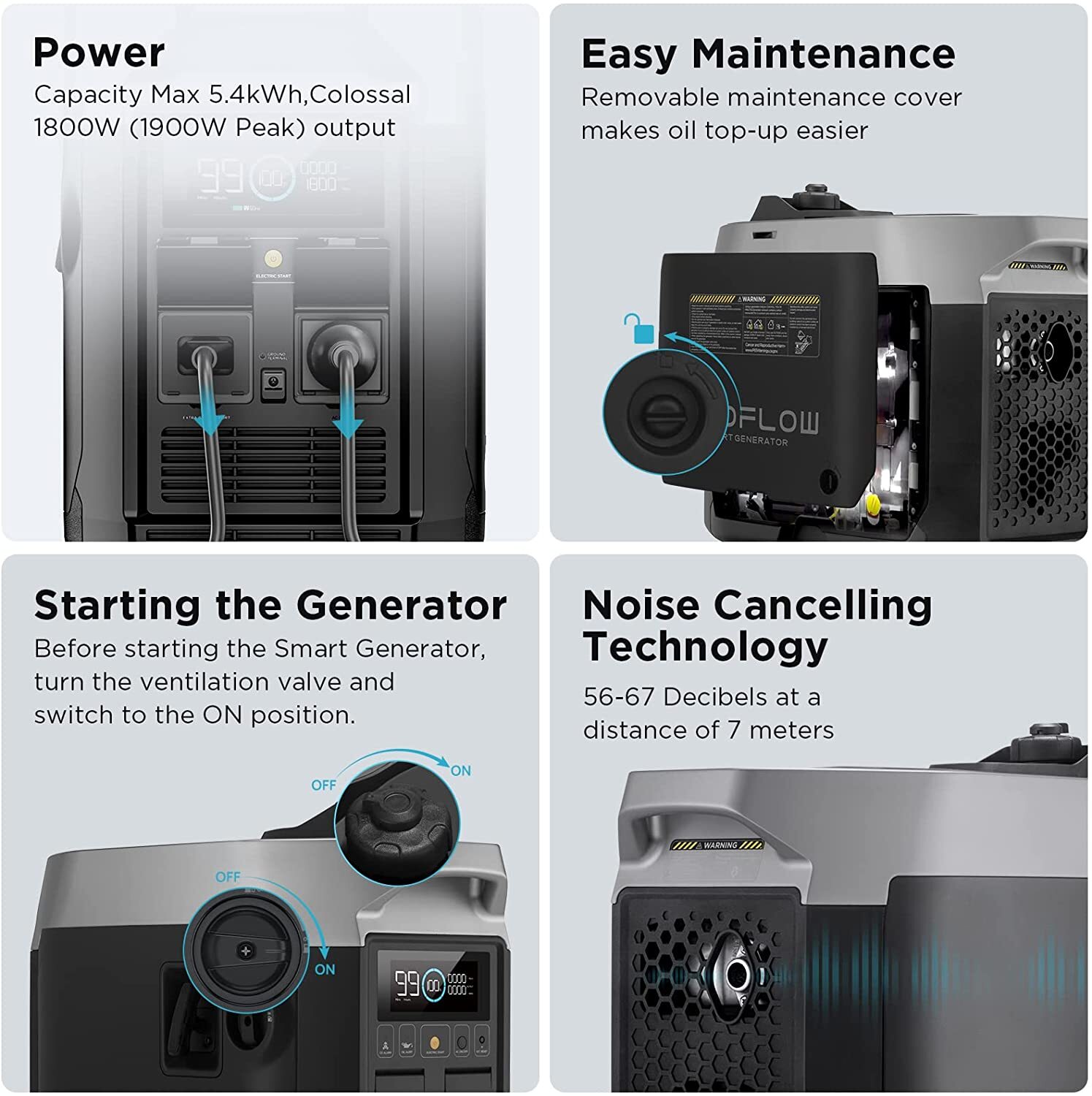 HYBRID GENERATOR Gas & Electric Option Self Auto Charge Turns on With PHONE APP
