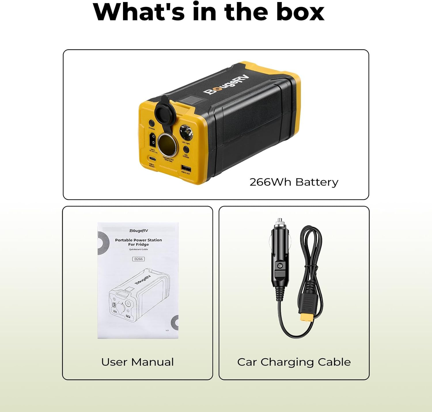 Bougerv 266Wh Portable Power Station, Backup Battery for 12V Car Refrigerators,