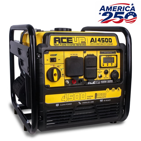 4500W Gas Inverter Generator Hurricane Emergency Backup [USA 250 Celebration]