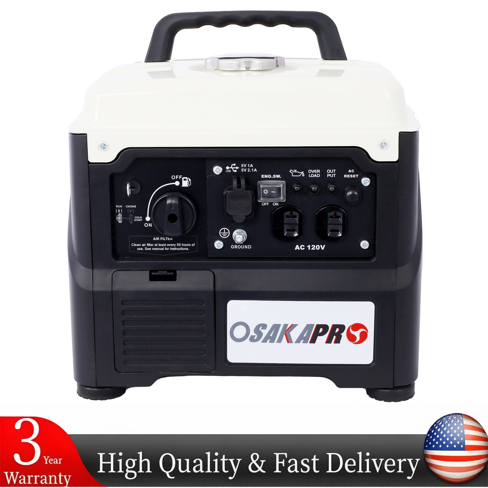 1200W Portable Inverter Generator Quiet Gas EPA Eco Mode Home Camping Backup