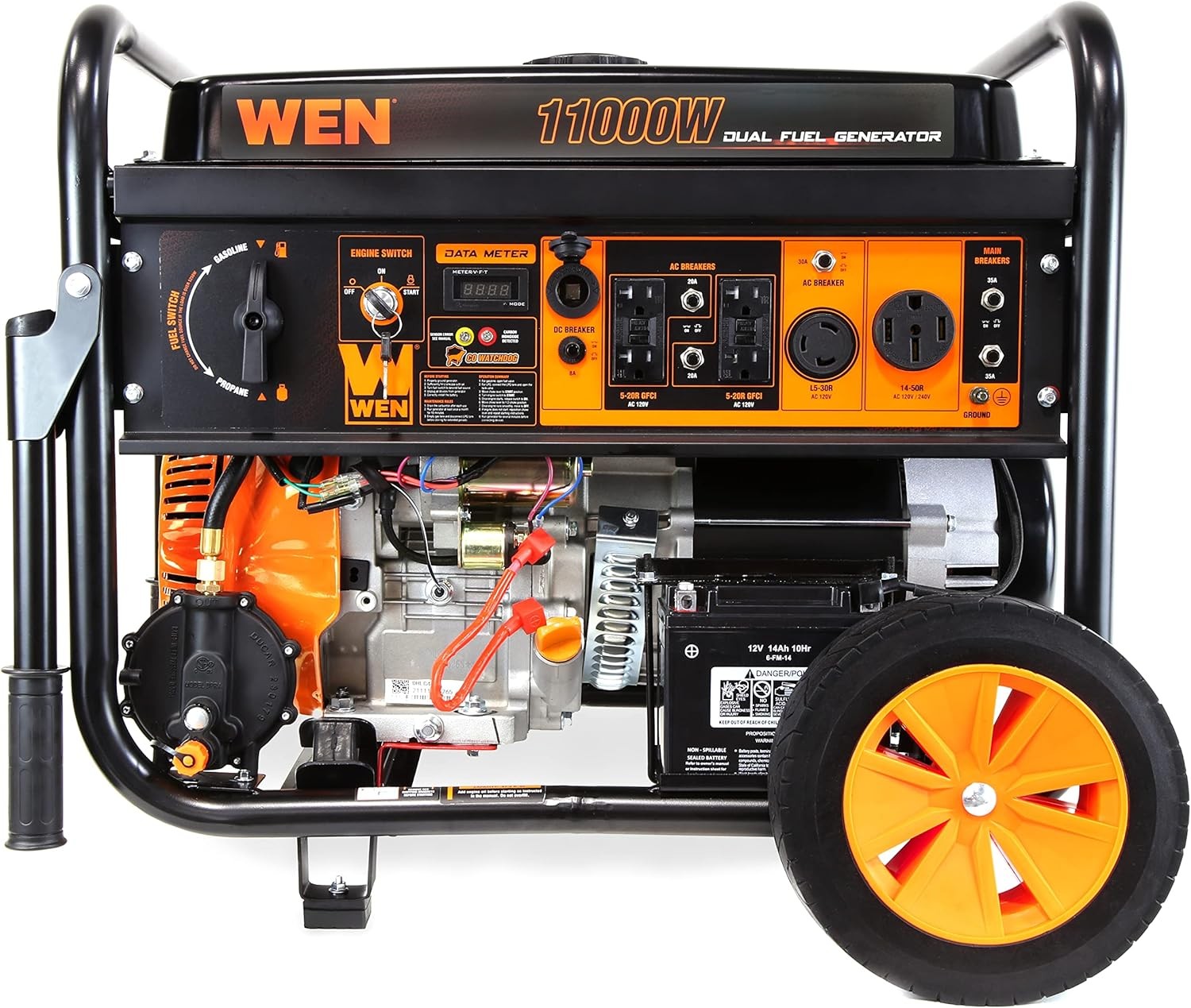 WEN 11,000-W Hybrid Portable Dual Fuel Generator with Electric Start, CO Sensor