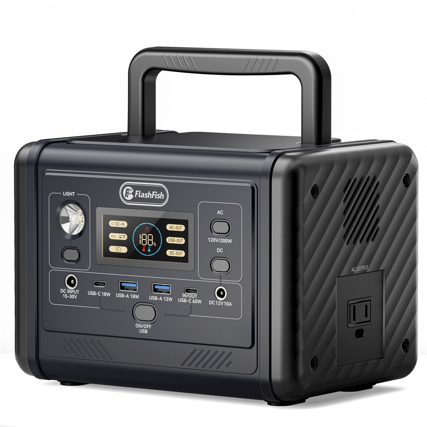 Flashfish T200 Solar Generator LiFePO4 300W 153.6Wh With Solar Panel 60W 18V US
