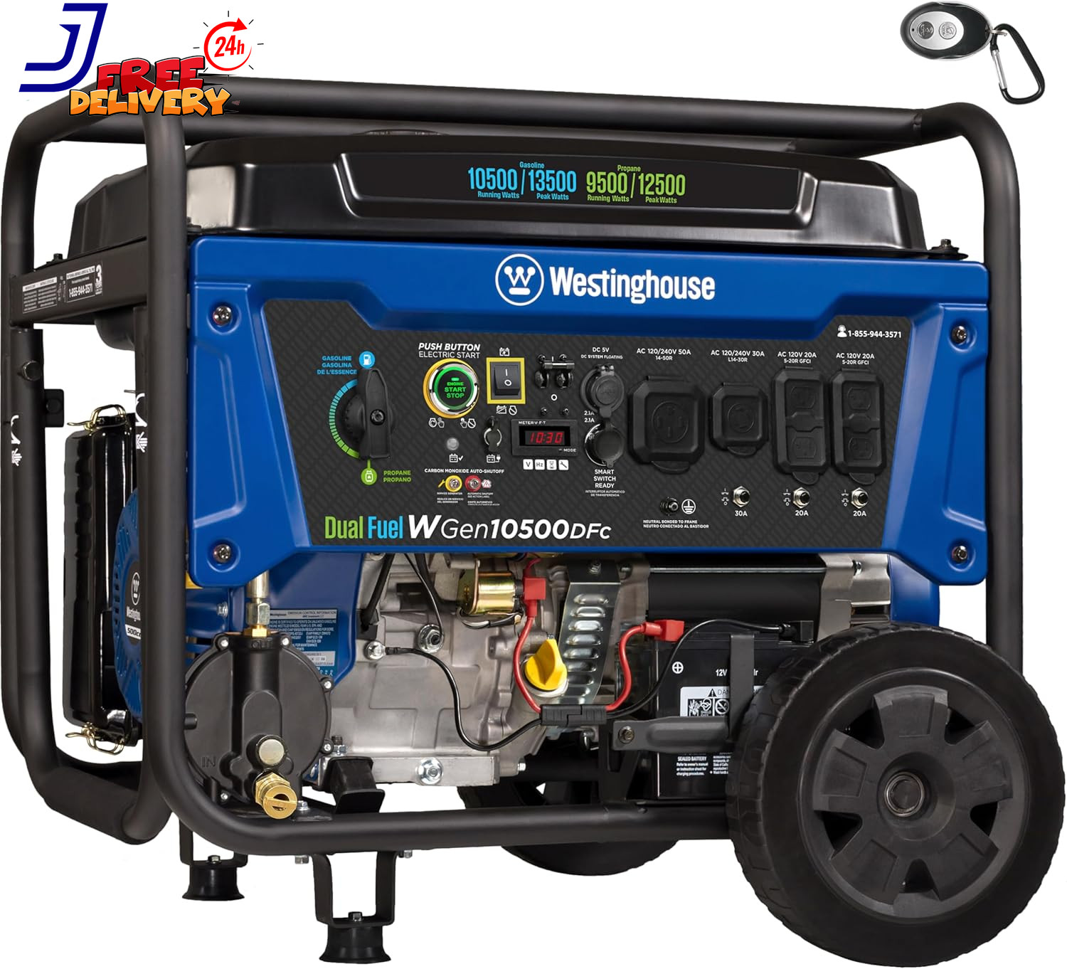Westinghouse 13,500-W Portable Dual Fuel Gas Generator Remote Start CO Sensor