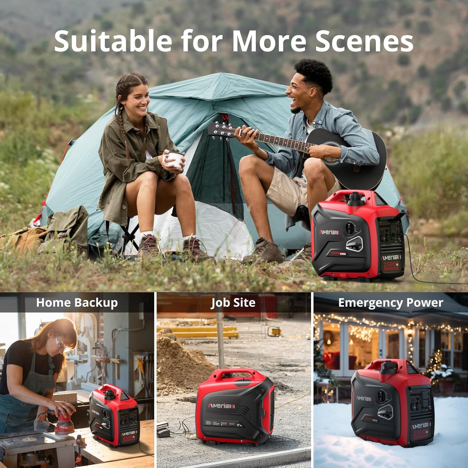 Gas Powered Inverter Generator 2500W- Advanced CO Sensor, EPA 2025 Compliant, an