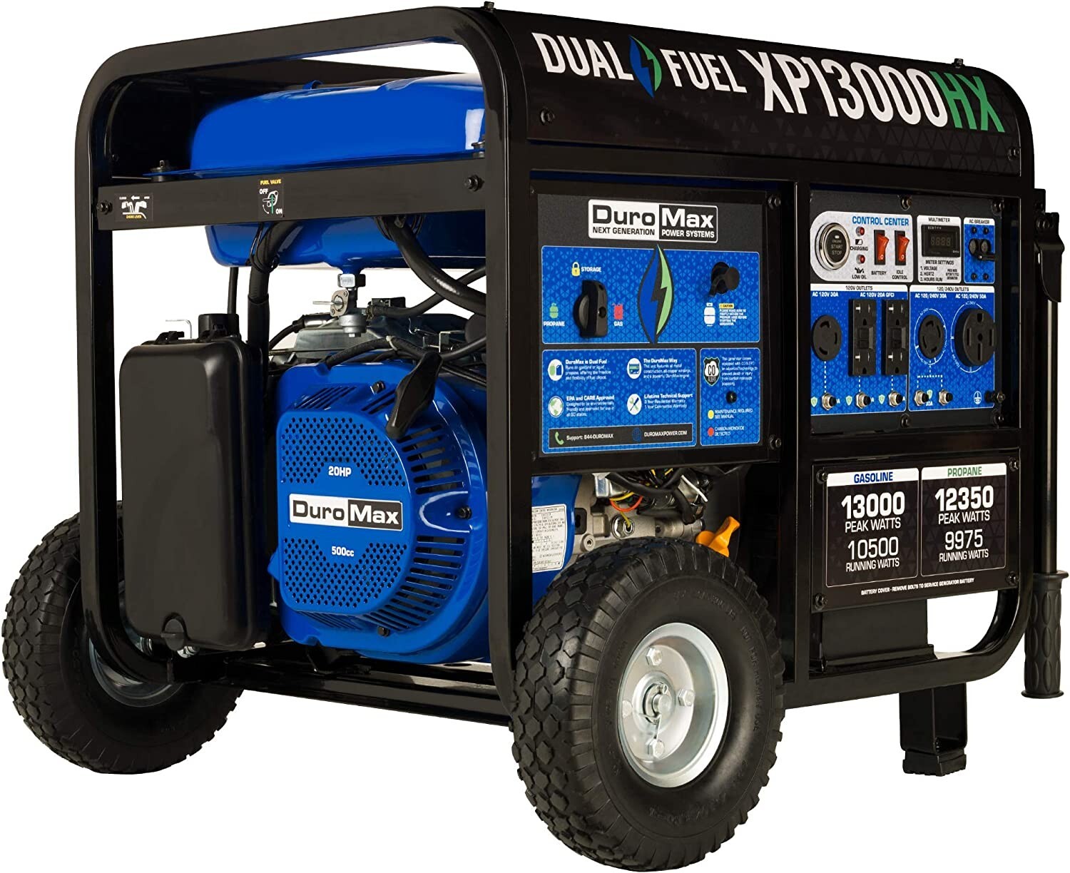 DuroMax 13,000-W Portable Hybrid Dual Fuel Electric Start Generator w/ CO Sensor