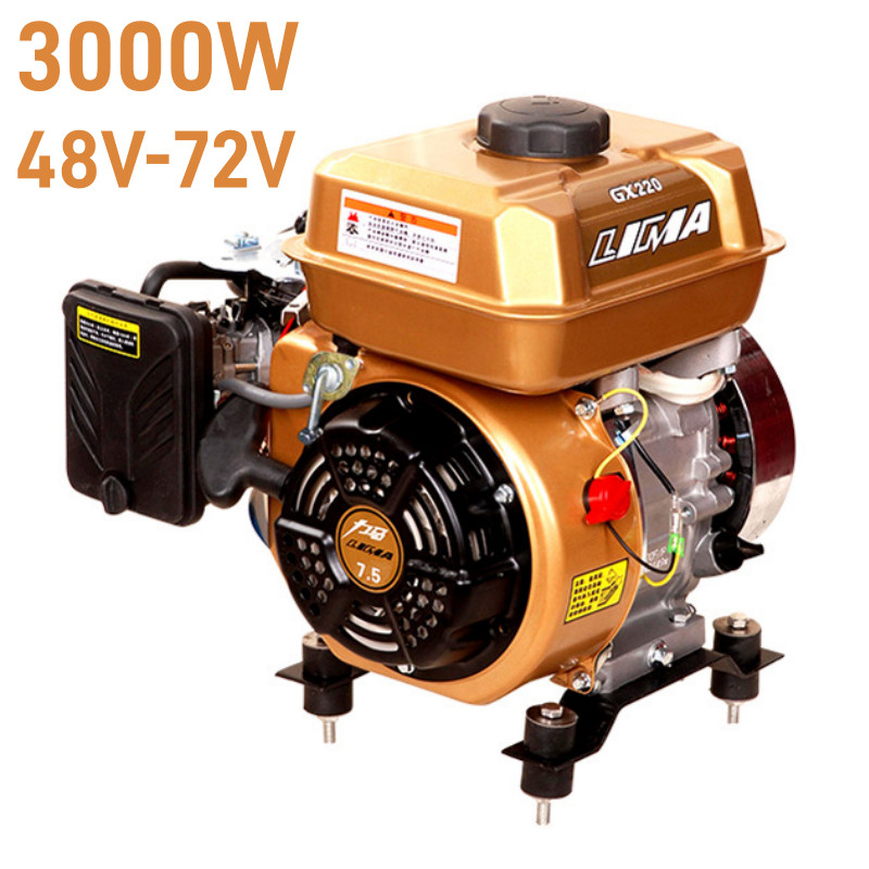 3kW 48V-72V Electric Start Tricycle Four-Wheel Gasoline Generator Range Extender
