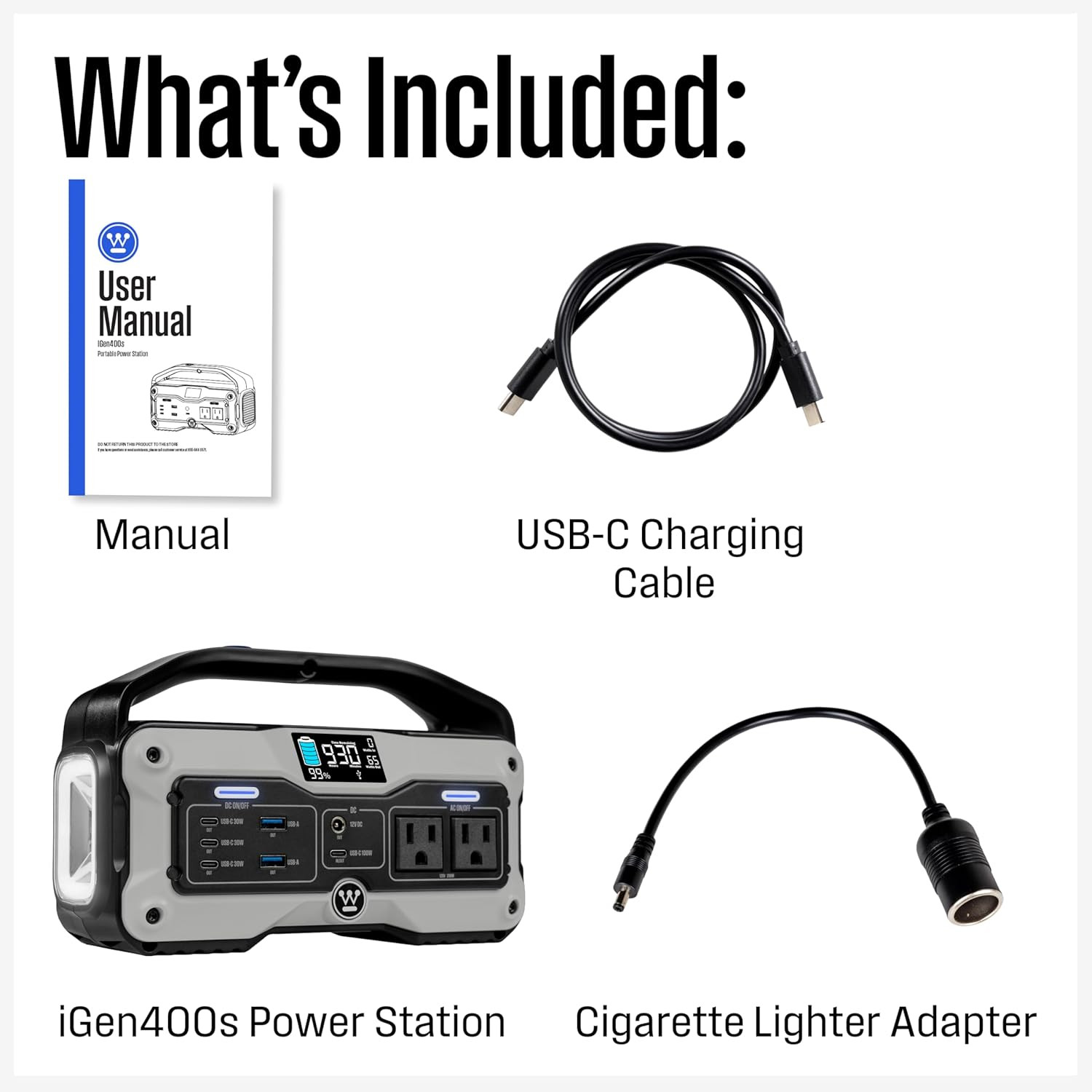 Igen400S 400 Watt, 183Wh Portable Power Station and Solar Generator with LED and