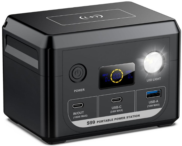 Estación de Energía Portátil 100W 96Wh LiFePO4 USB-C para Camping y Emergencias