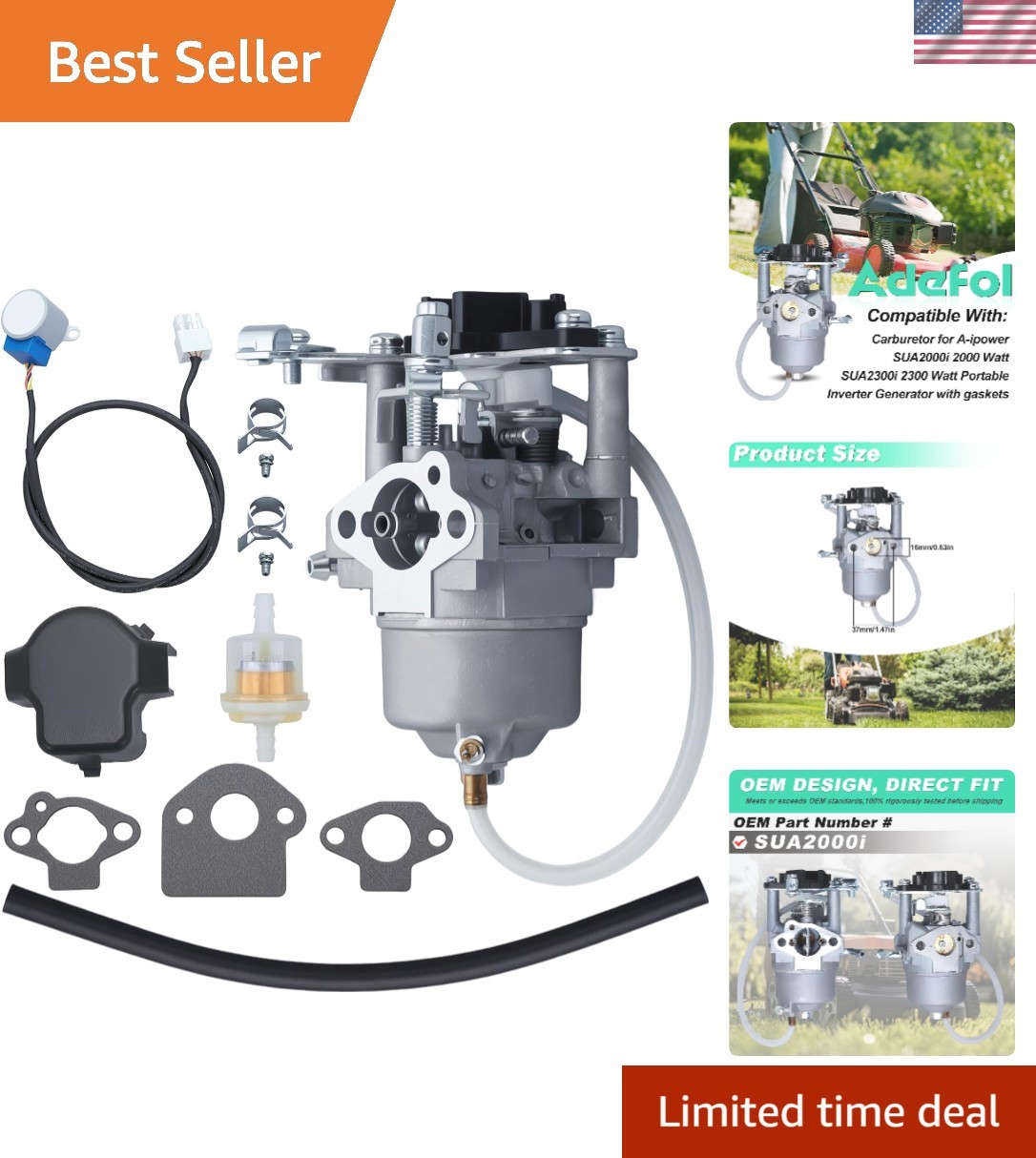 Carburetor Kit for A-iPower 2000W 2300W Portable Inverter Generator Engine Parts