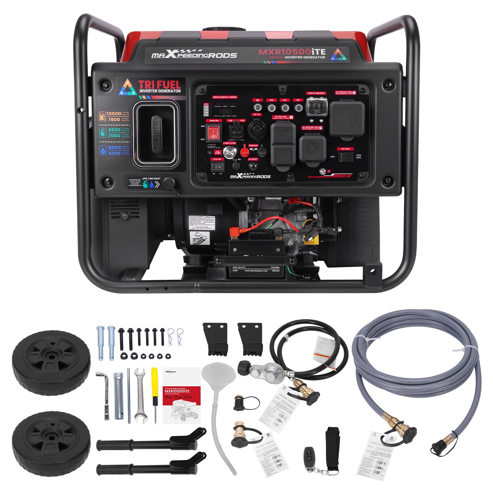 10500W Tri Fuel Inverter Generator Electric Start 120V/240V For Home Backup