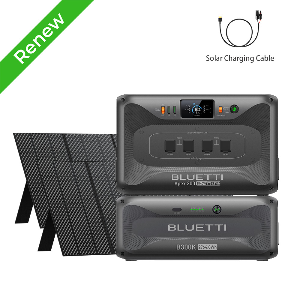 BLUETTI Apex 300 3840W 2764Wh+B300K+2*350W Solar Panels for Camping off-grid