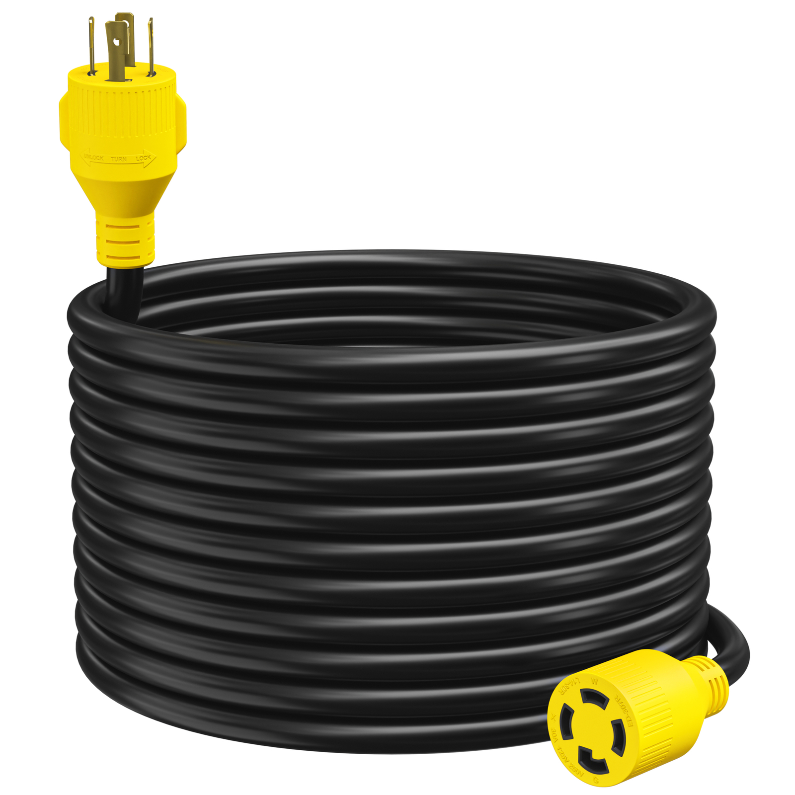 Leisure Cords NEMA L14-30 4 Prong Locking 30 Amp Generator Extension Cord, 50 ft