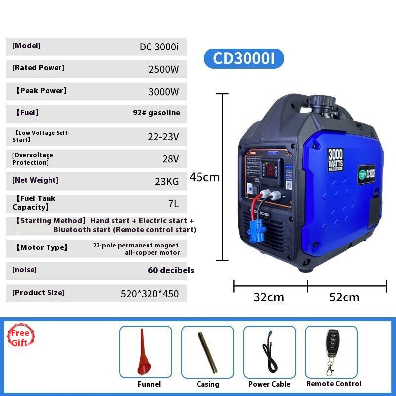 24V Remote Start Truck Silent Small Diesel Home Automatic Gasoline Generator