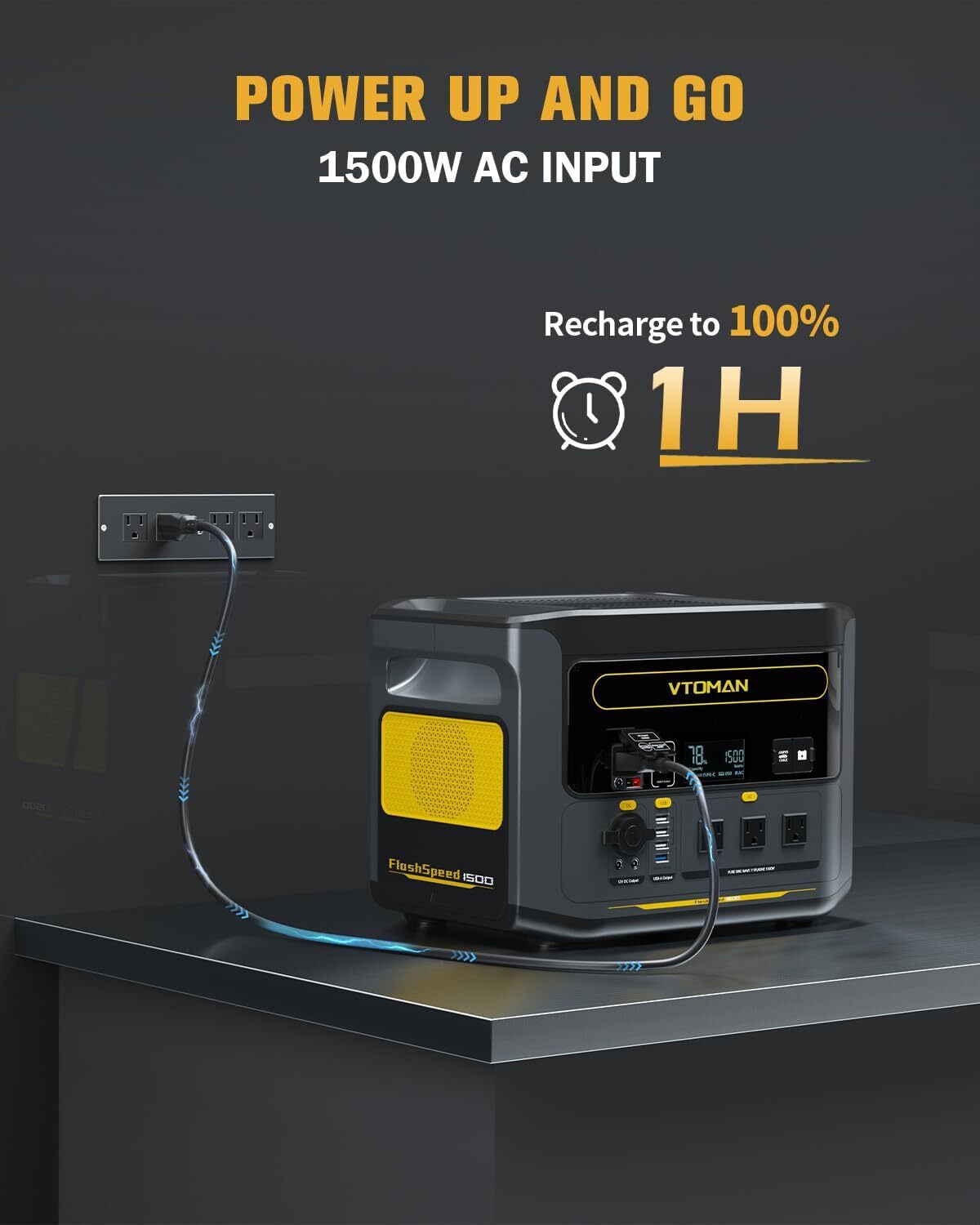 VTOMAN FlashSpeed 1500 Portable Power Station 1500W 1548Wh 1 Hour Fast Charge US