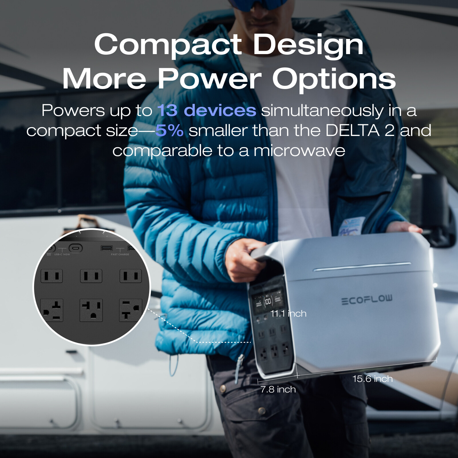 EcoFlow DELTA 3 Plus 1024Wh Portable Power Station+220W Solar Panel Refurbished