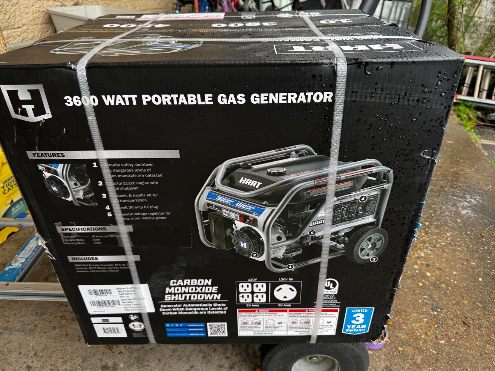 HART 3600 Watt Portable Gas Generator -HRT903622 – Automatic Safety Shutdown